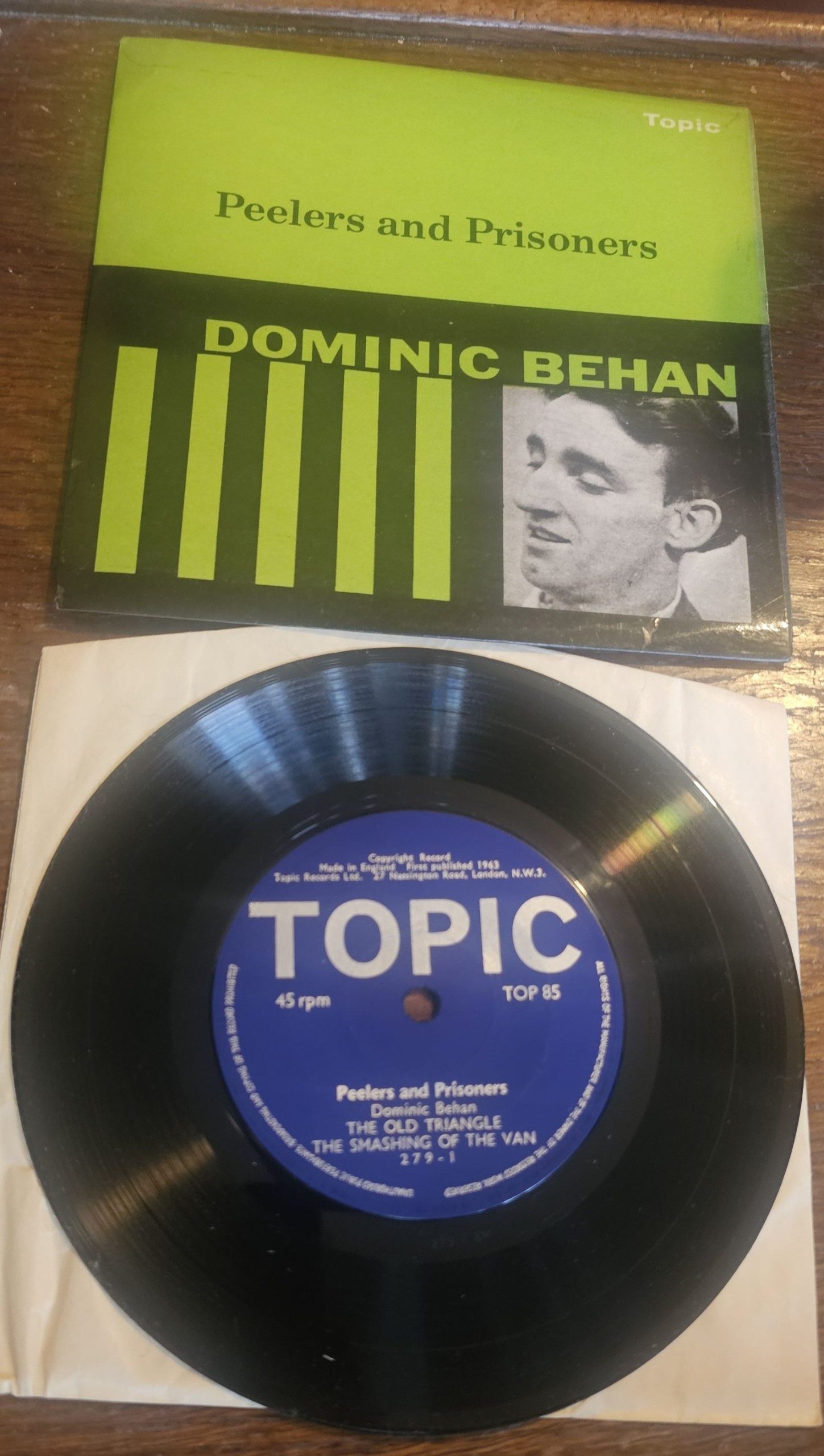 Dominic Behan Peelers and Prisoners Topic TOP 85 7" Vinyl Single
