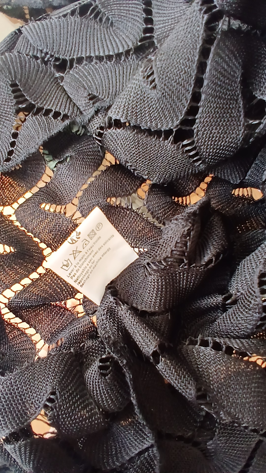 H&L Black Embroidered Decorative Tassel Gold Sequin Sheer Top Medium image 8