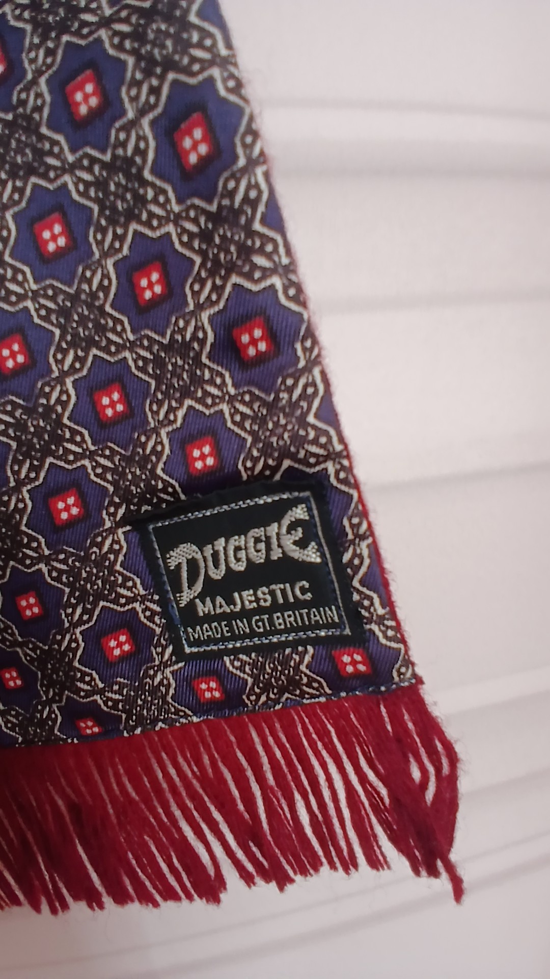 Duggie Burgundy & Patterned Gentlemens Scarf Made In Gt Britain image 2