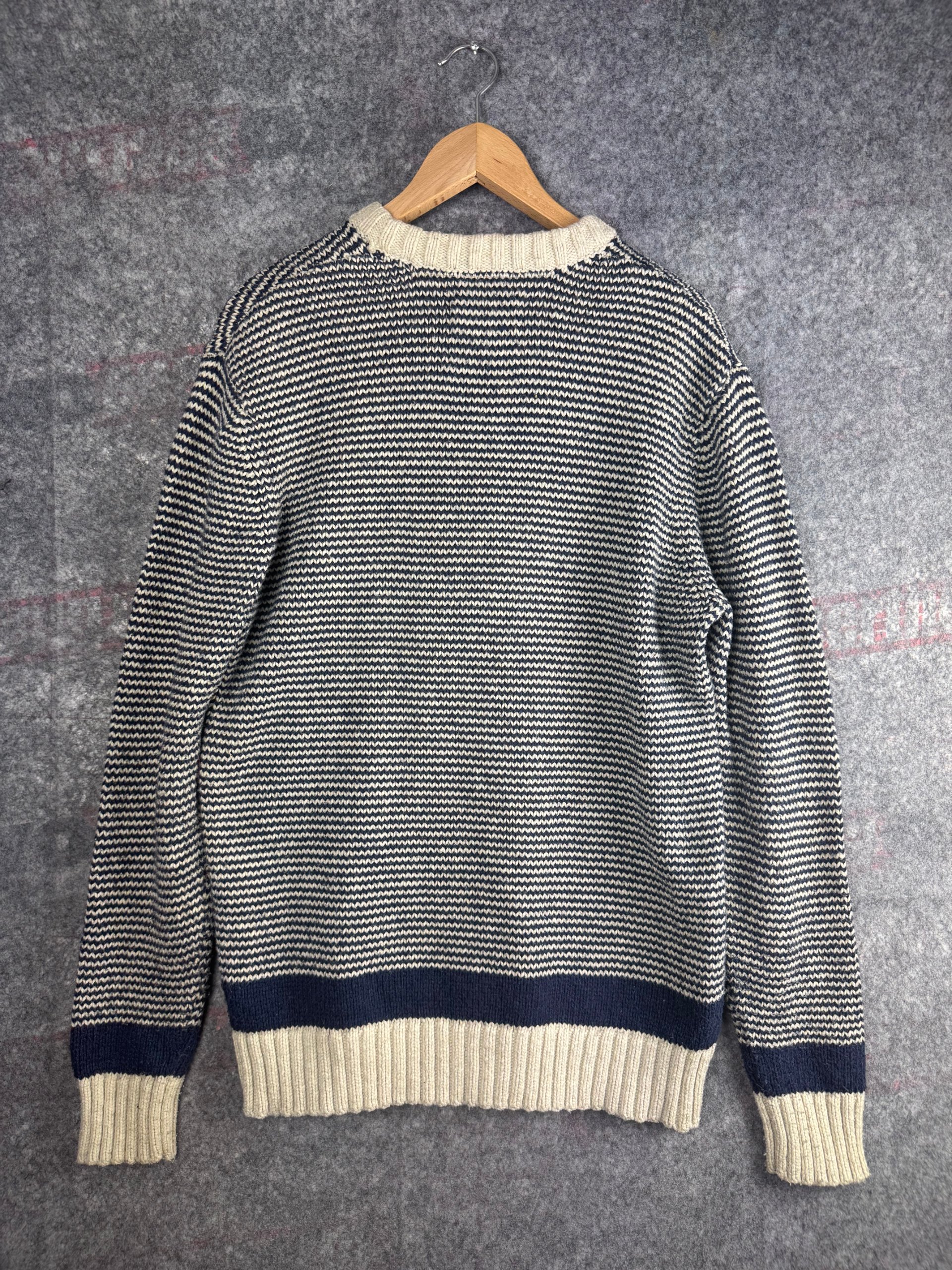 White Stuff Navy & Cream Striped Chunky Knit Jumper Medium image 6