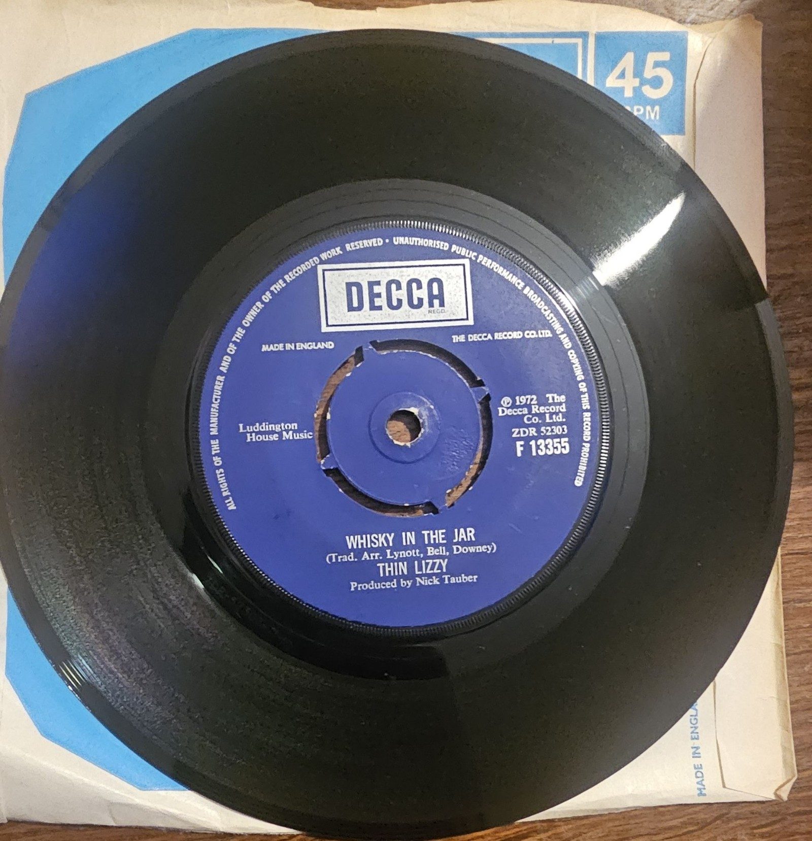 Thin Lizzy Whisky In The Jar Decca F 13355 7" Vinyl Single