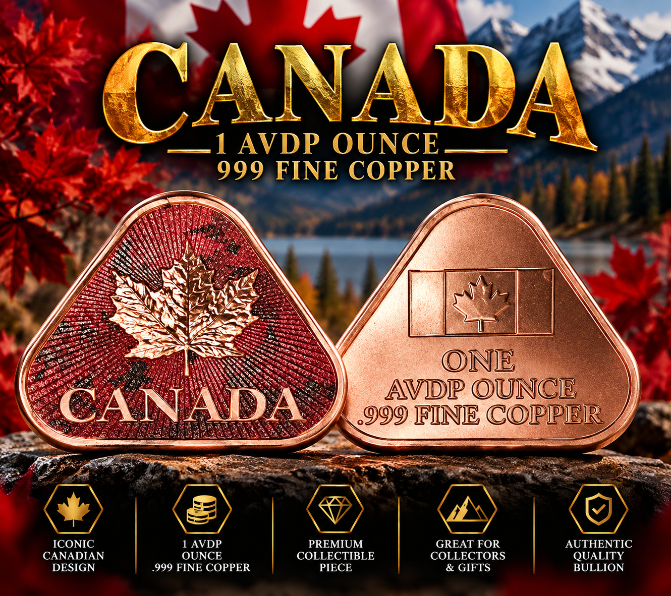 Canada Copper Triangular 1 Ounce Coin Collectible