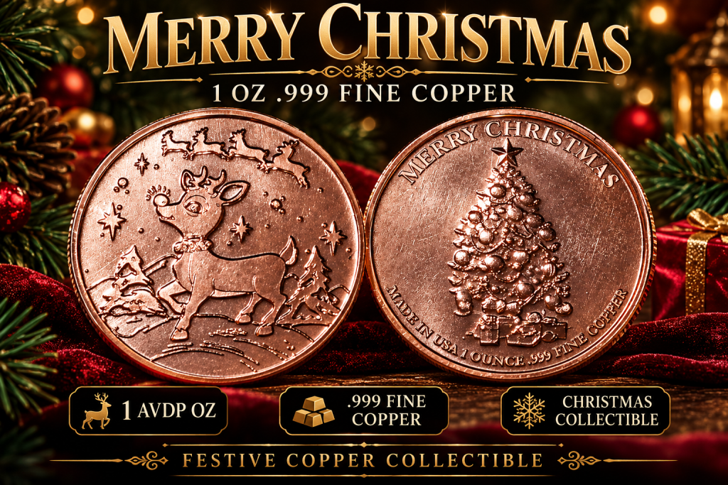 Merry Christmas 1 oz .999 Fine Copper Collectible Coin
