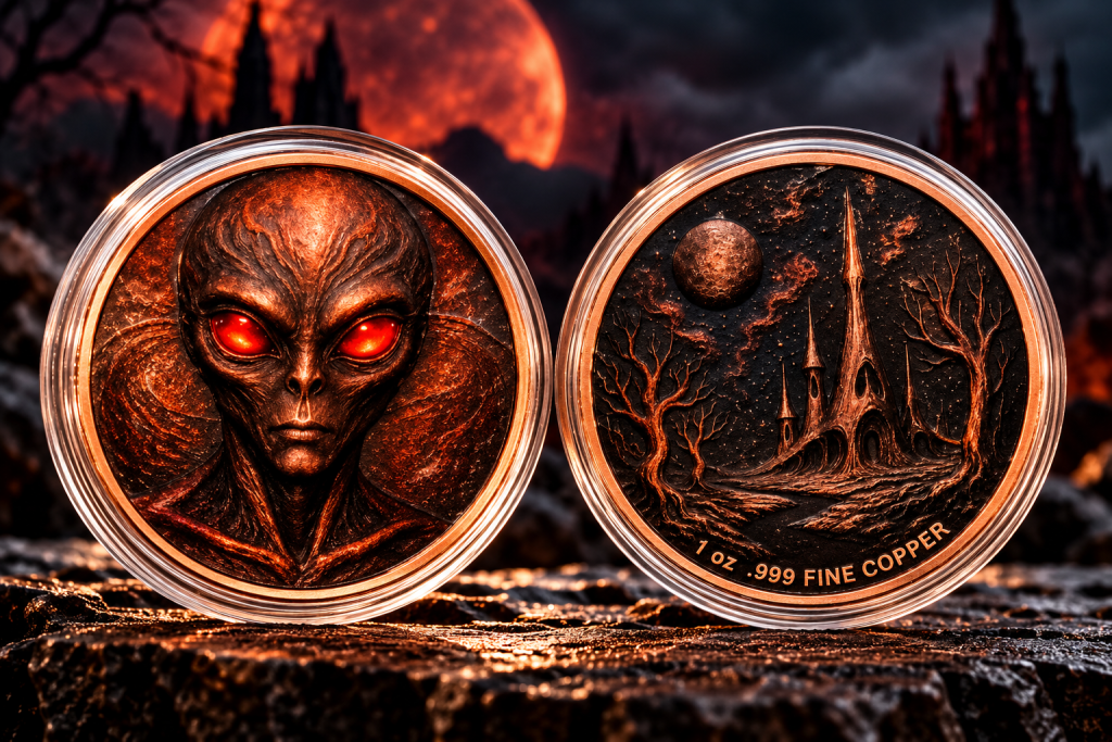 1 oz Copper Alien Collector Coin .999 Fine Copper