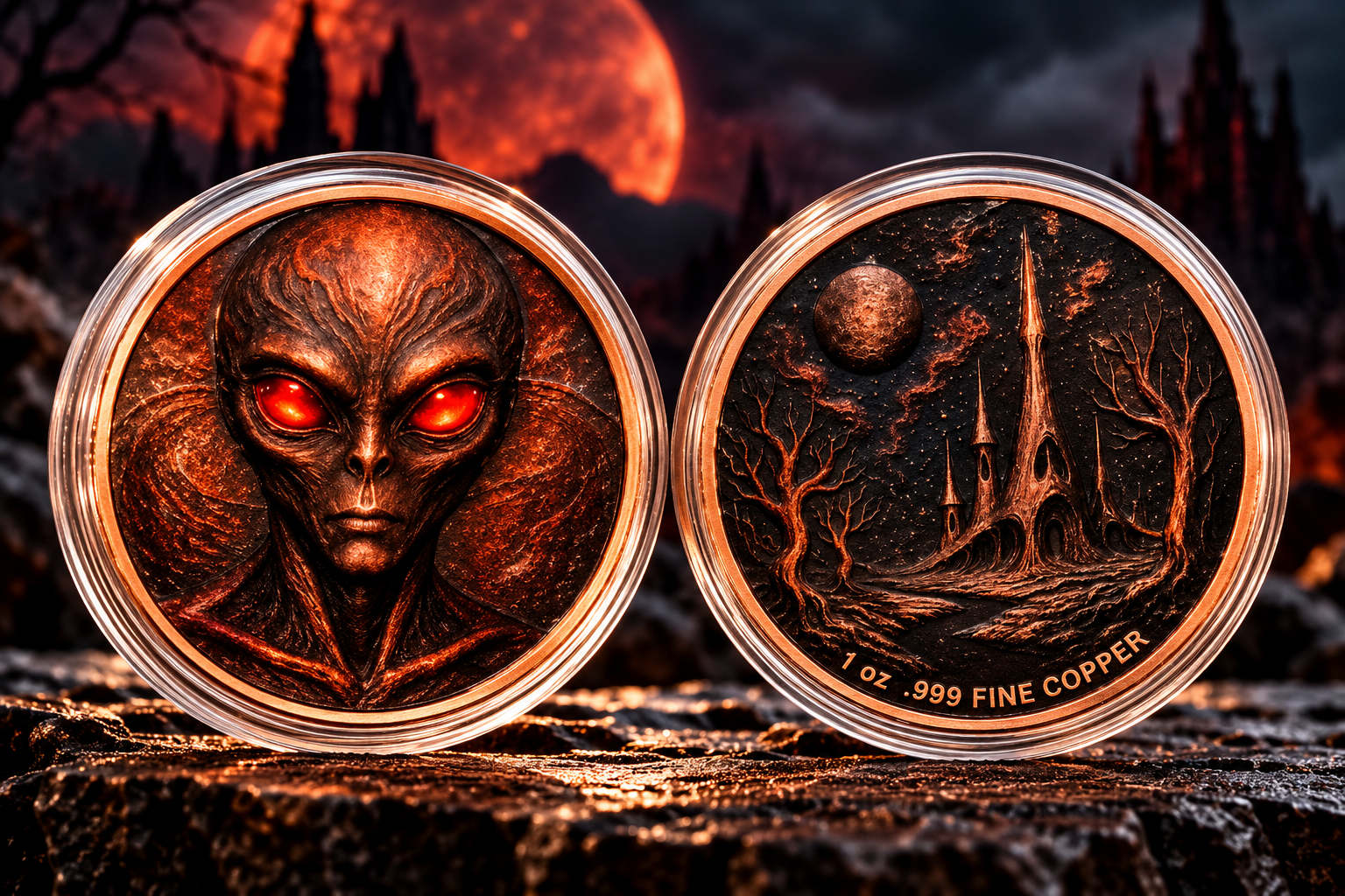 1 oz Copper Alien Collector Coin .999 Fine Copper