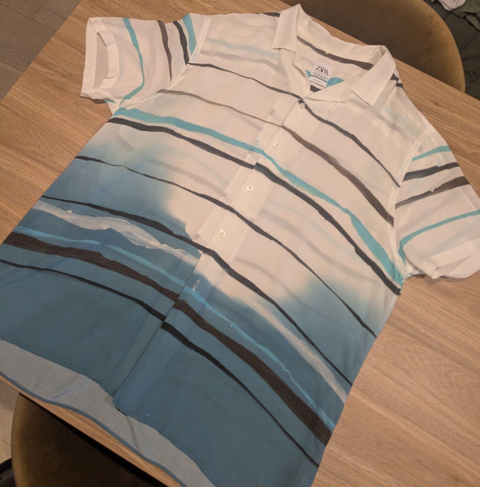 ZARA MAN Ombre Stripe Short Sleeve Shirt XL