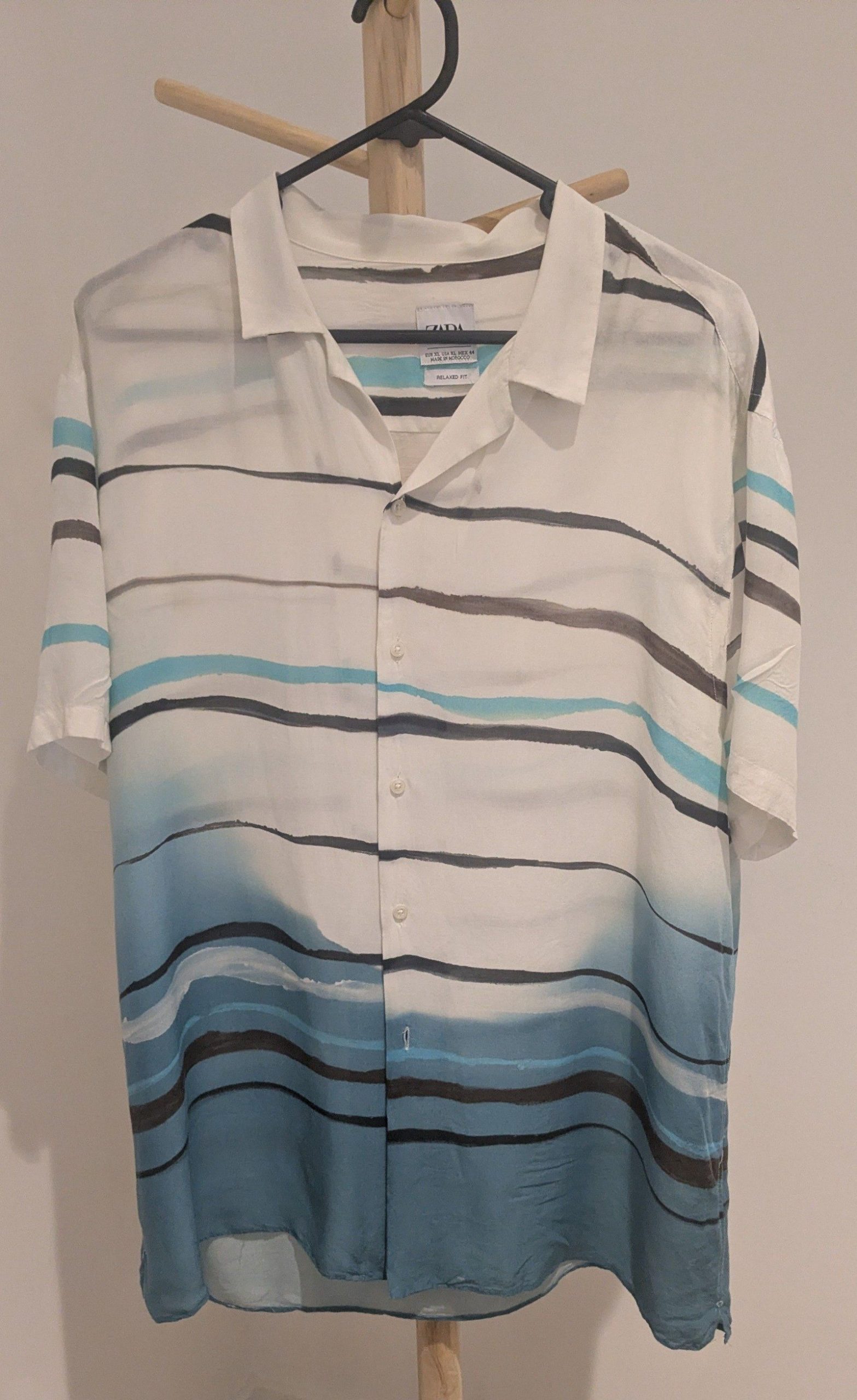 ZARA MAN Ombre Stripe Short Sleeve Shirt XL image 2