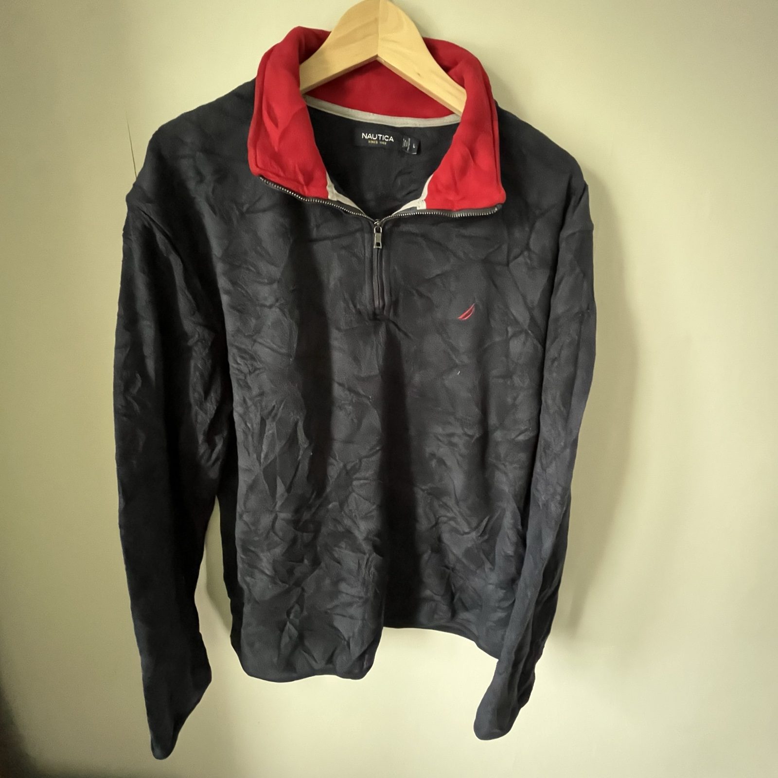 Nautica Men's Black & Red Fleece Pullover Large
