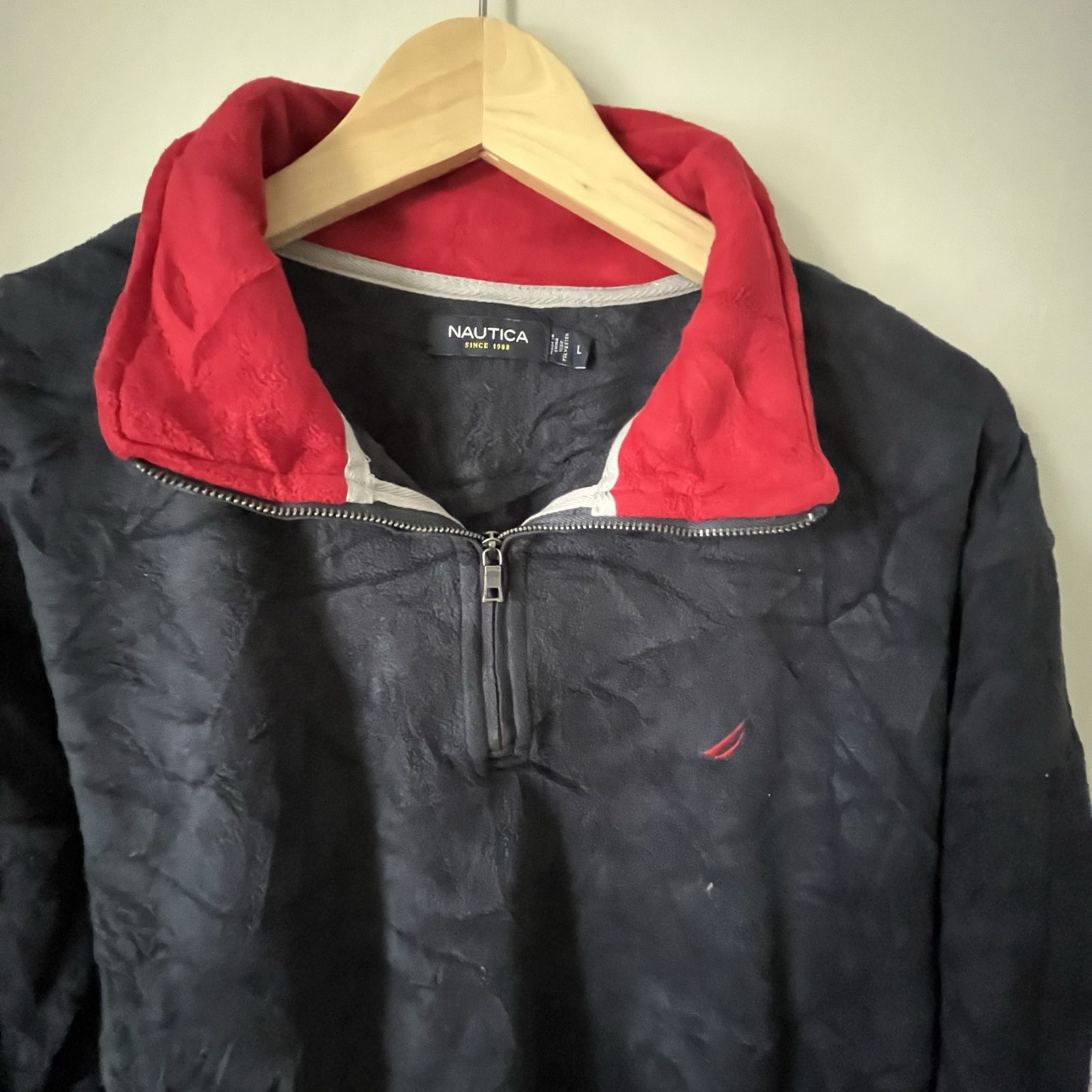 Nautica Men's Black & Red Fleece Pullover Large image 2