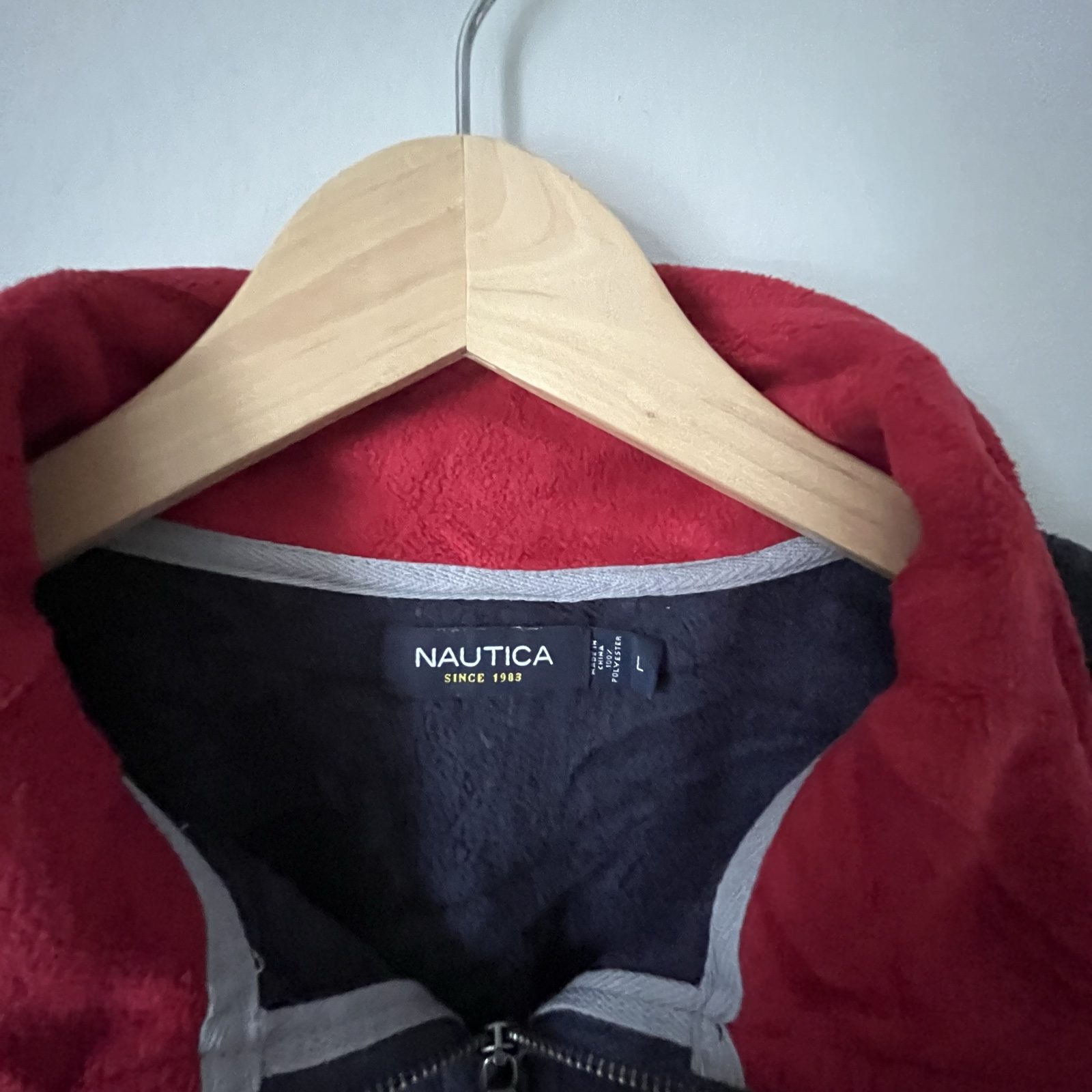 Nautica Men's Black & Red Fleece Pullover Large image 3