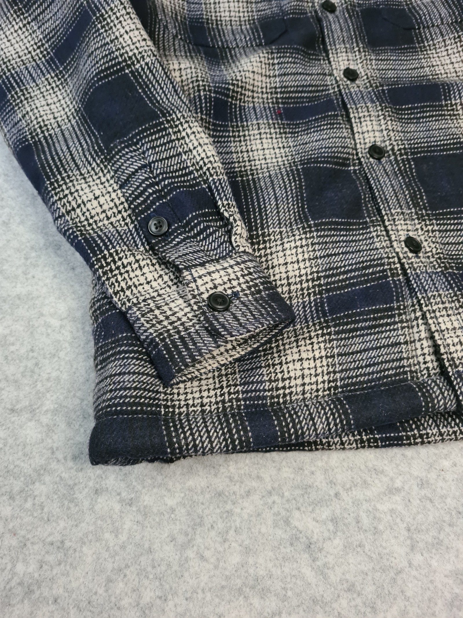 Superdry Checked Jacket Navy Beige Fleece Lined Size Medium 1179 image 2