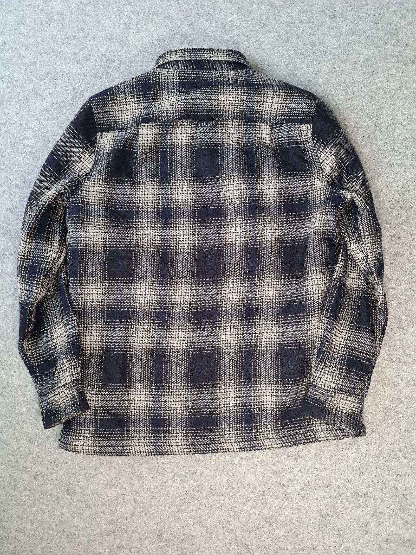 Superdry Checked Jacket Navy Beige Fleece Lined Size Medium 1179 image 5