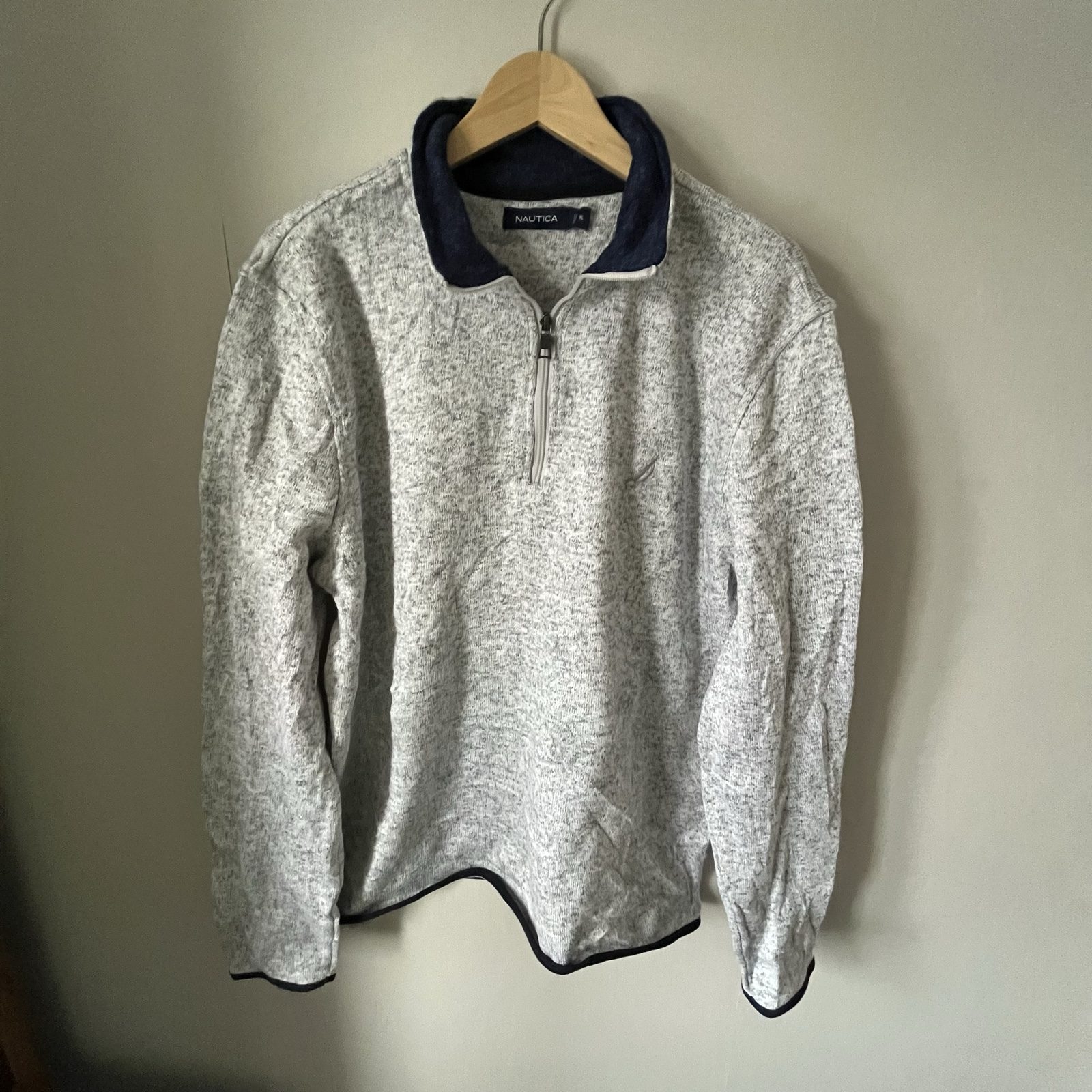 Nautica Grey & Navy Half Zip Knit Jumper XL