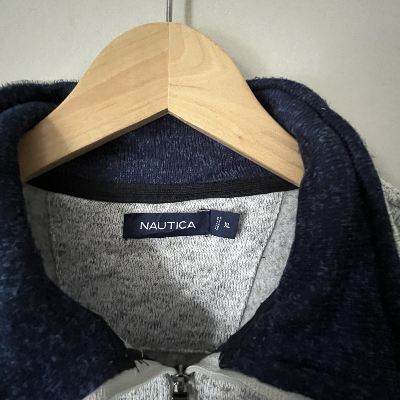 Nautica Grey & Navy Half Zip Knit Jumper XL image 2