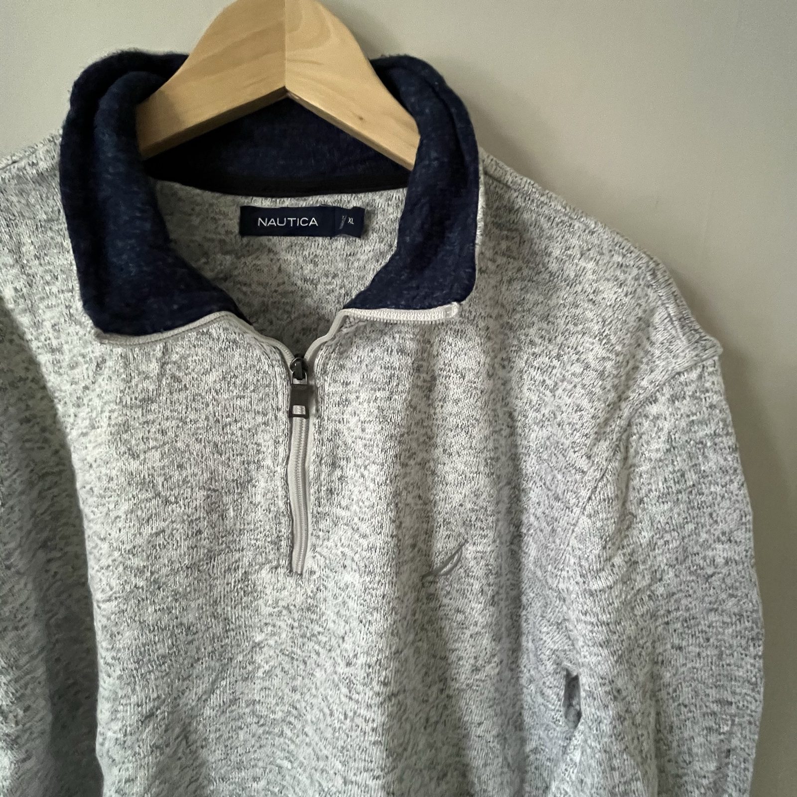 Nautica Grey & Navy Half Zip Knit Jumper XL image 3