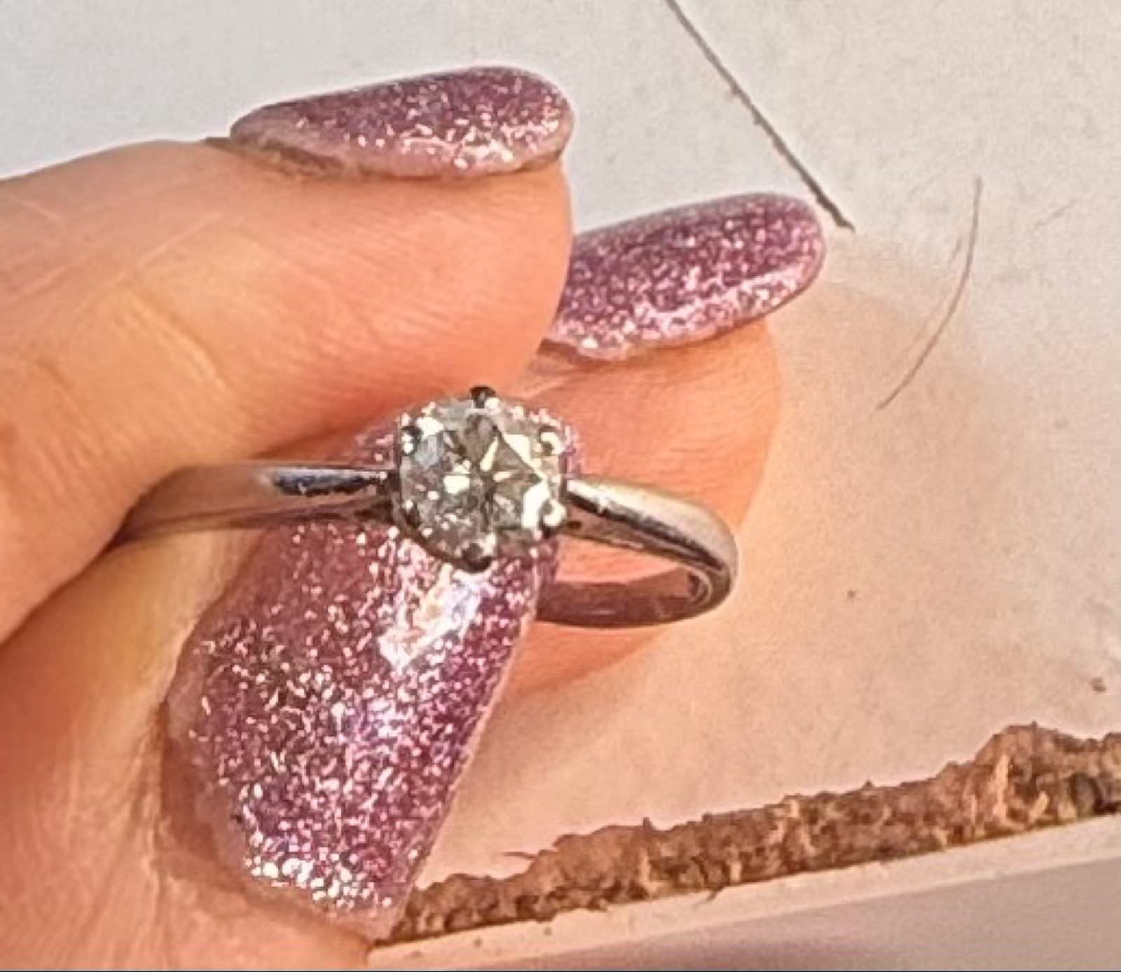 9ct White Gold Diamond Solitaire Engagement Ring Size L Approx 0.50ct image 5