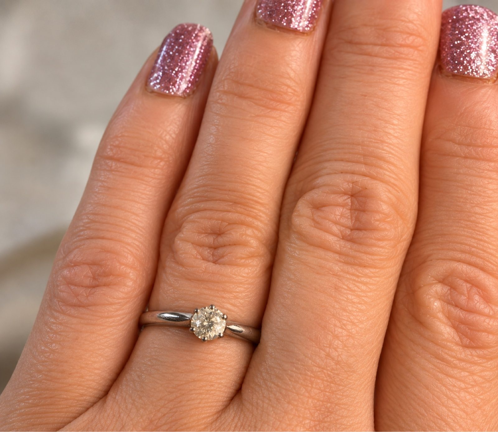 9ct White Gold Diamond Solitaire Engagement Ring Size L Approx 0.50ct image 2