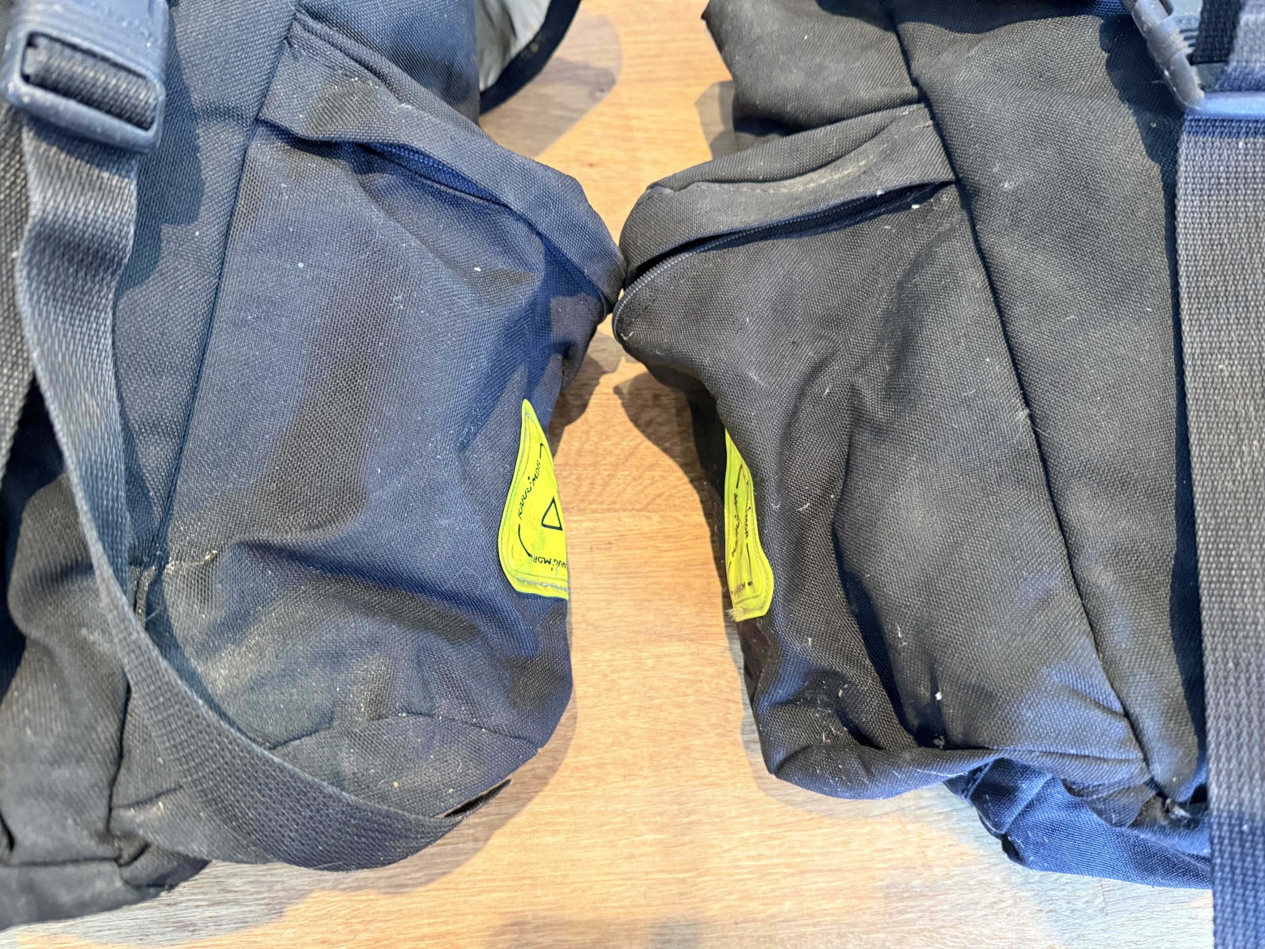 Vintage 90s Karrimor Black & Yellow Bicycle rear Pannier Bags Pair image 2