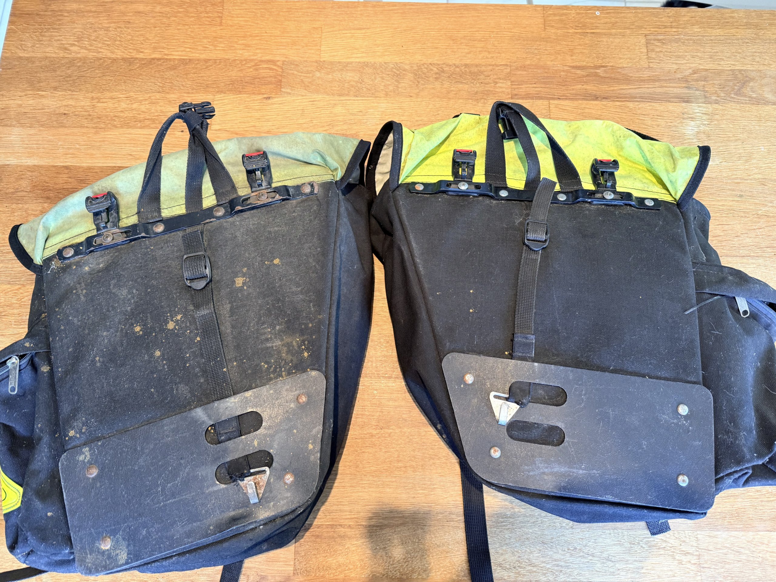 Vintage 90s Karrimor Black & Yellow Bicycle rear Pannier Bags Pair image 3