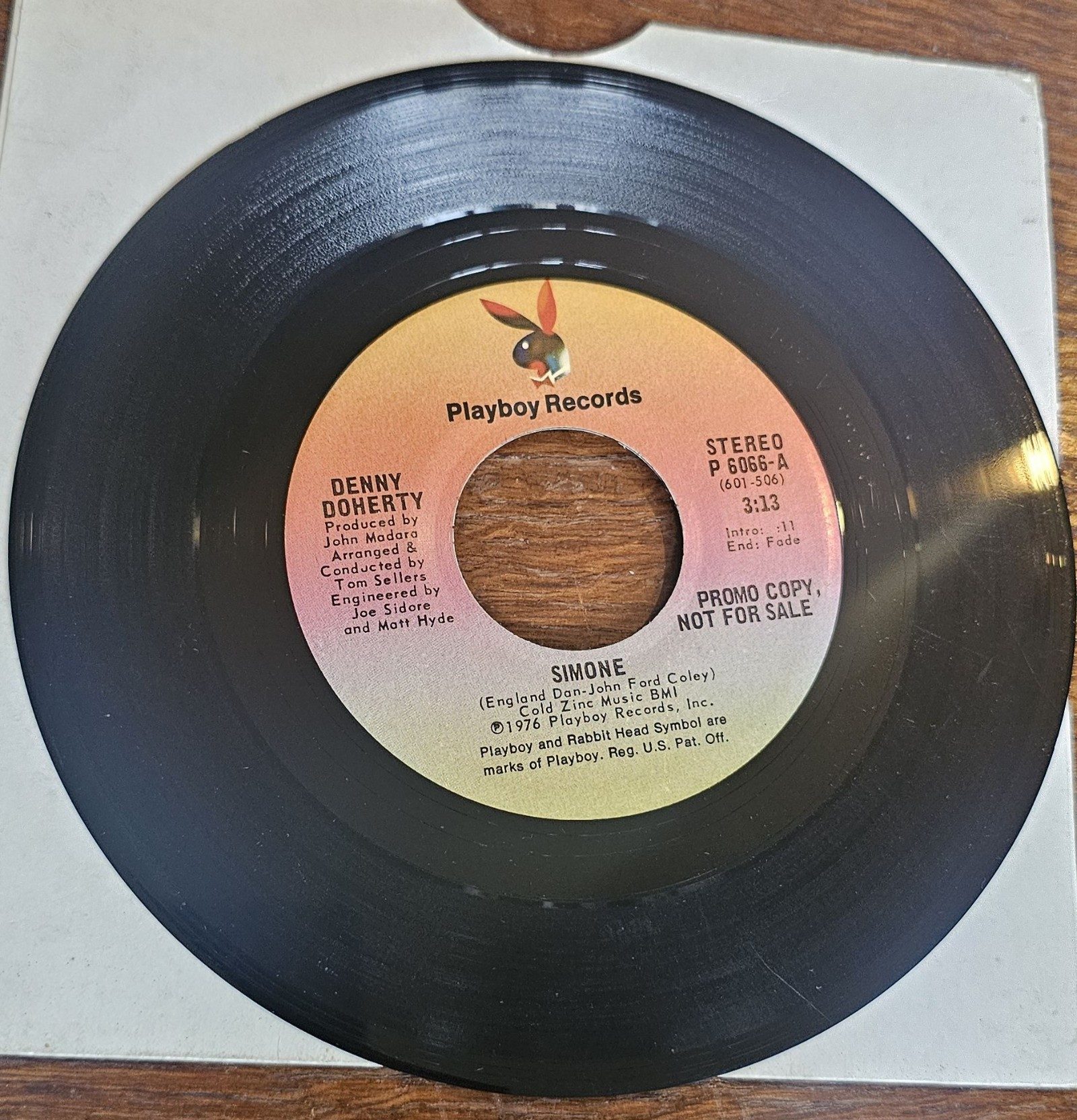 Denny Doherty Simone Playboy Records P 6066 7" Vinyl Single PROMO image 2