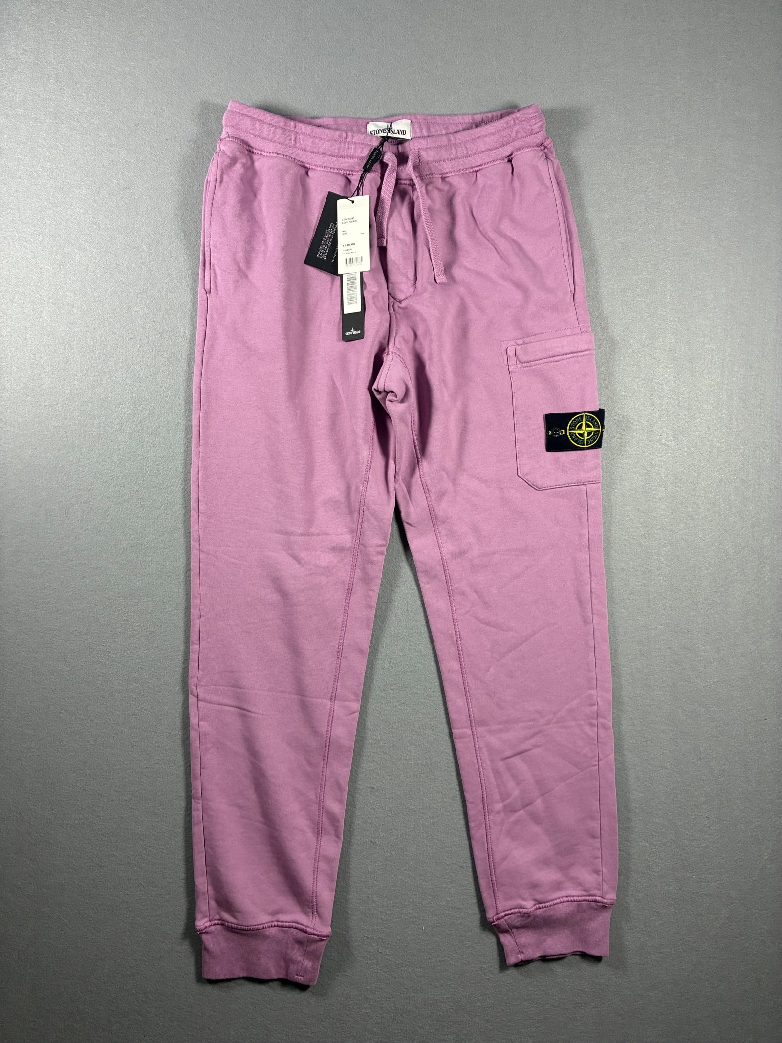 Stone Island Pink Cargo Joggers Large Cotton Fleece Patch