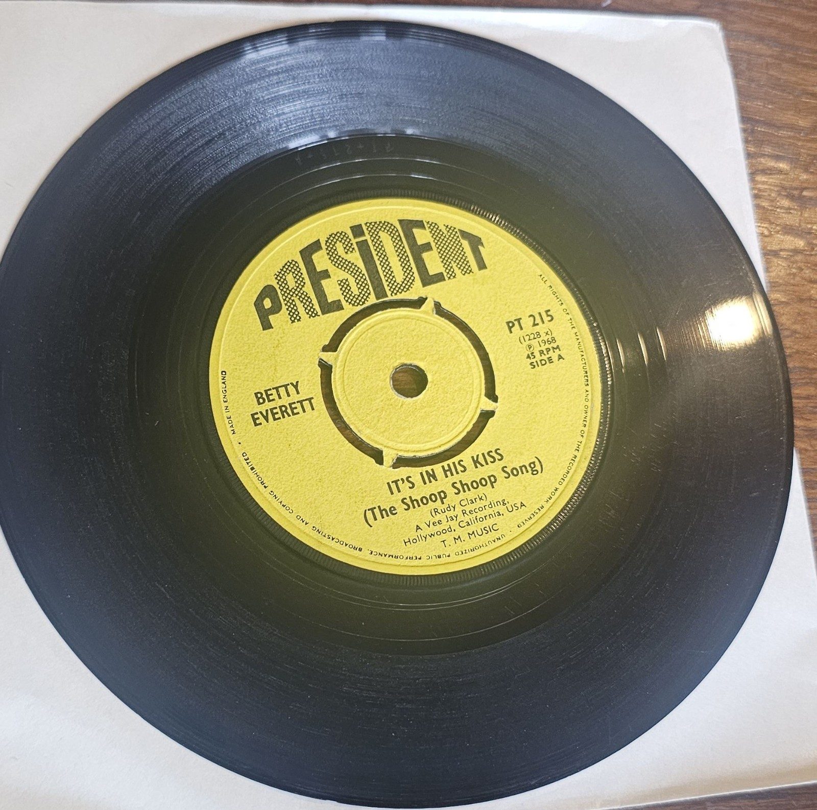 Betty Everett It's In His Kiss President PT 215 7" Vinyl 45 RPM
