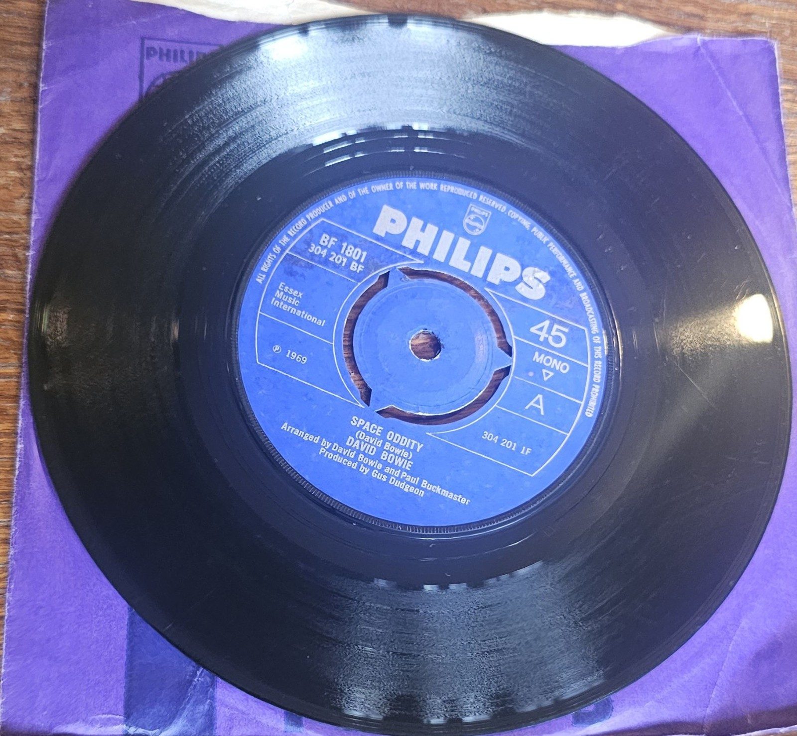 David Bowie Space Oddity Philips BF 1801 7" Vinyl Single