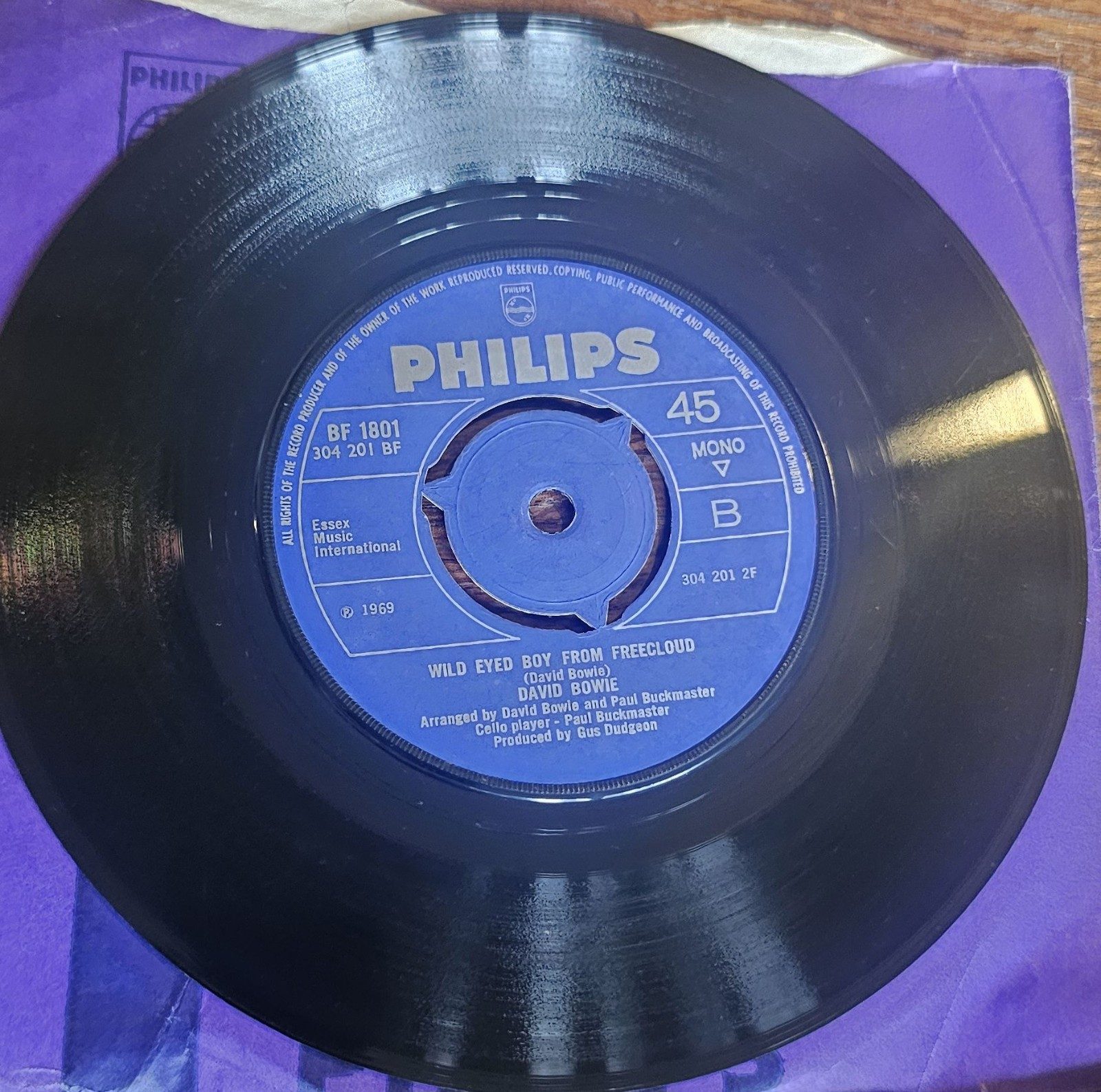 David Bowie Space Oddity Philips BF 1801 7" Vinyl Single image 2