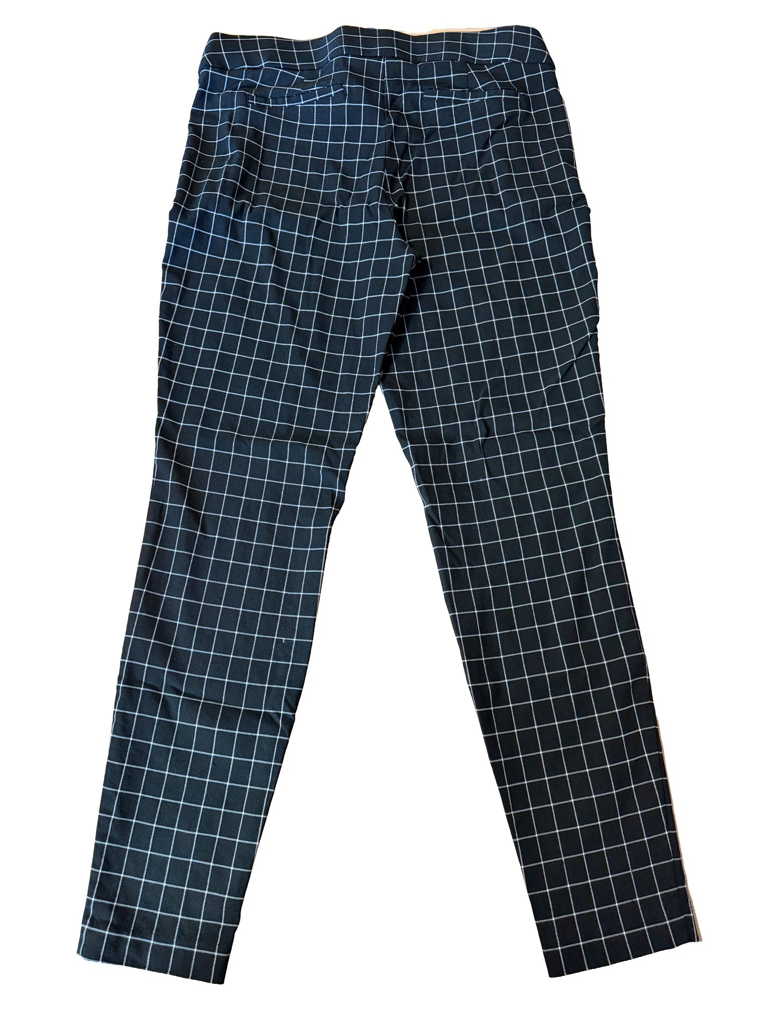 ELLE Black & White Grid Plaid Stretch Career Pants Skinny Fit Size L image 2