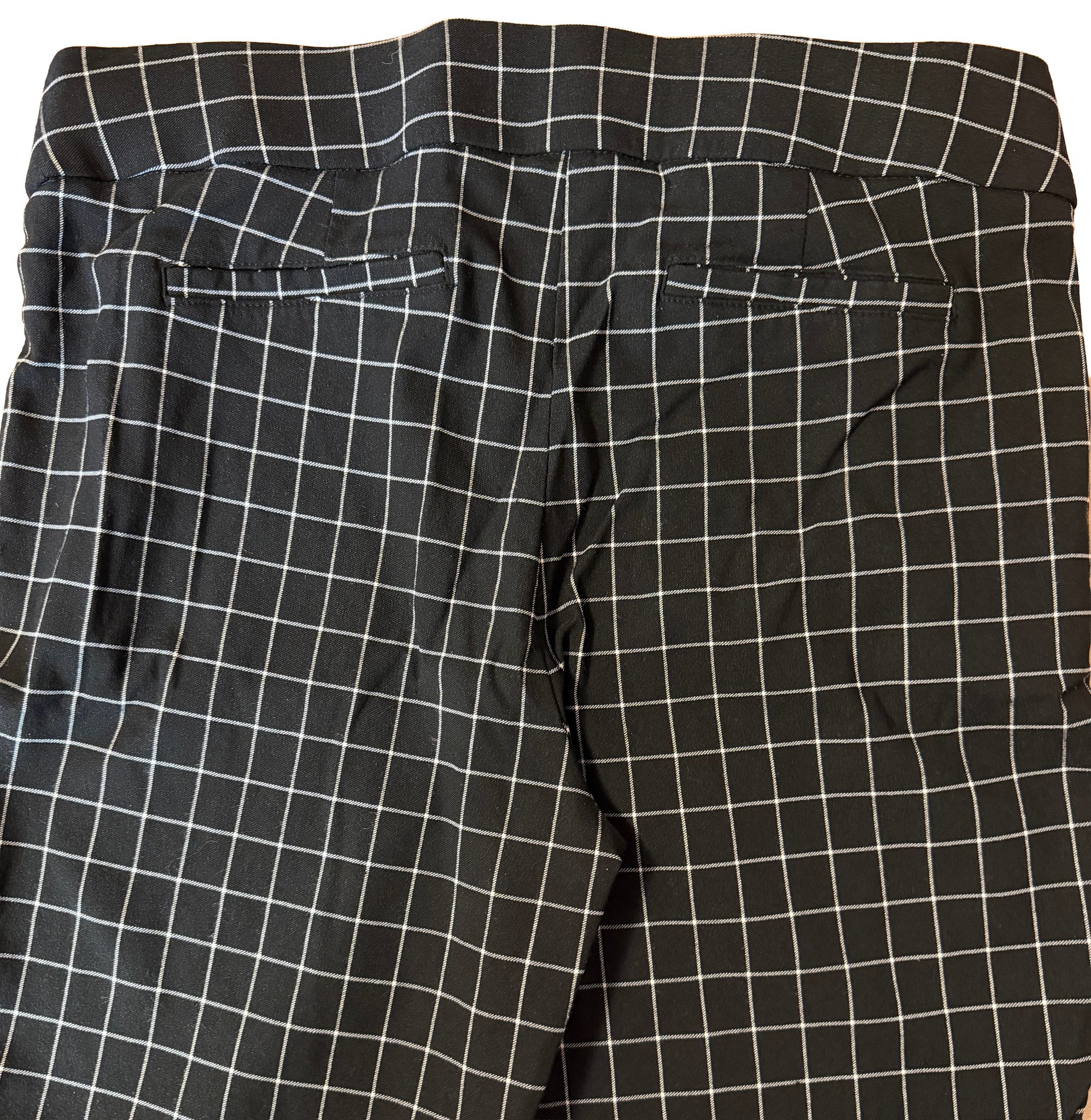 ELLE Black & White Grid Plaid Stretch Career Pants Skinny Fit Size L image 4
