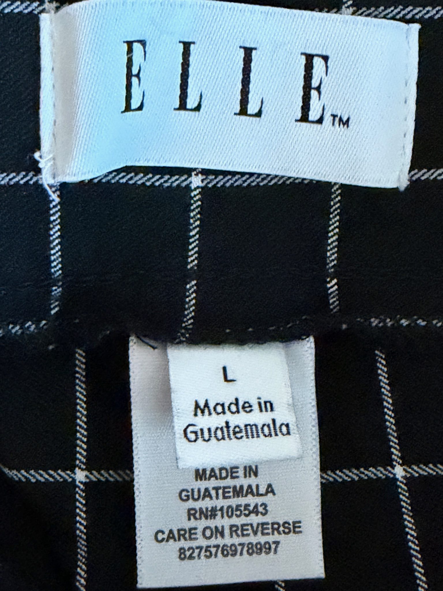 ELLE Black & White Grid Plaid Stretch Career Pants Skinny Fit Size L image 6