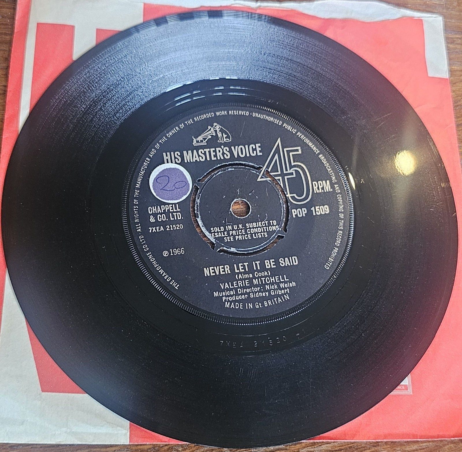 Valerie Mitchell Never Let It Be Said HMV POP 1509 7" 45 RPM Vinyl Northern soul