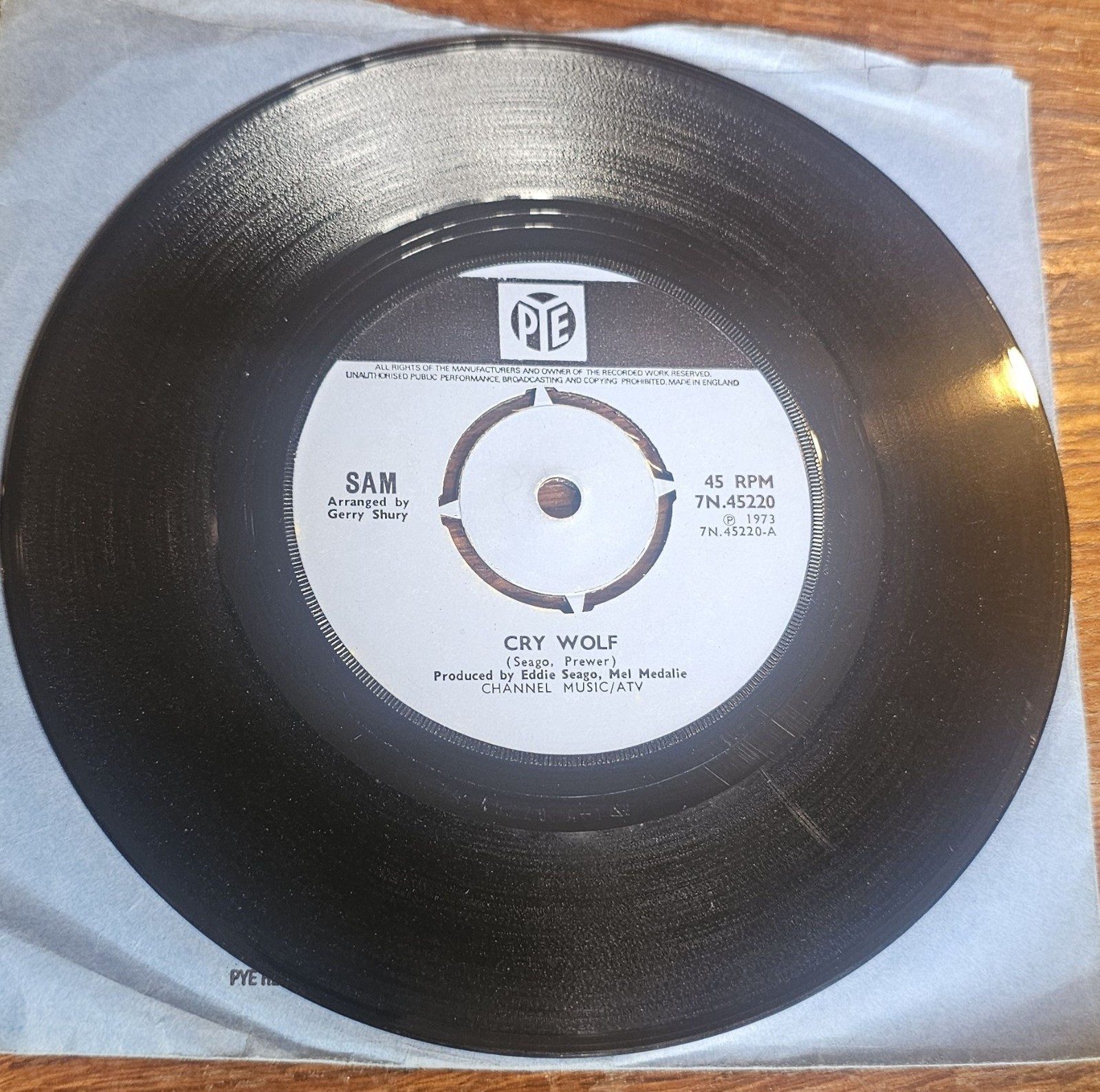 SAM Cry Wolf Pye 7N.45220 7" Vinyl Single 45 RPM