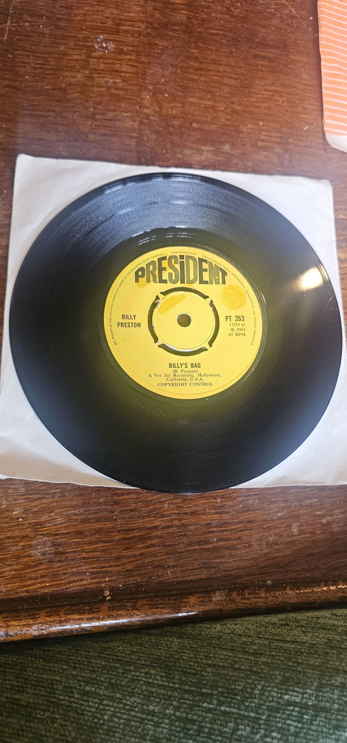 Billy Preston Billy's Bag President PT 263 7" Vinyl northern soul