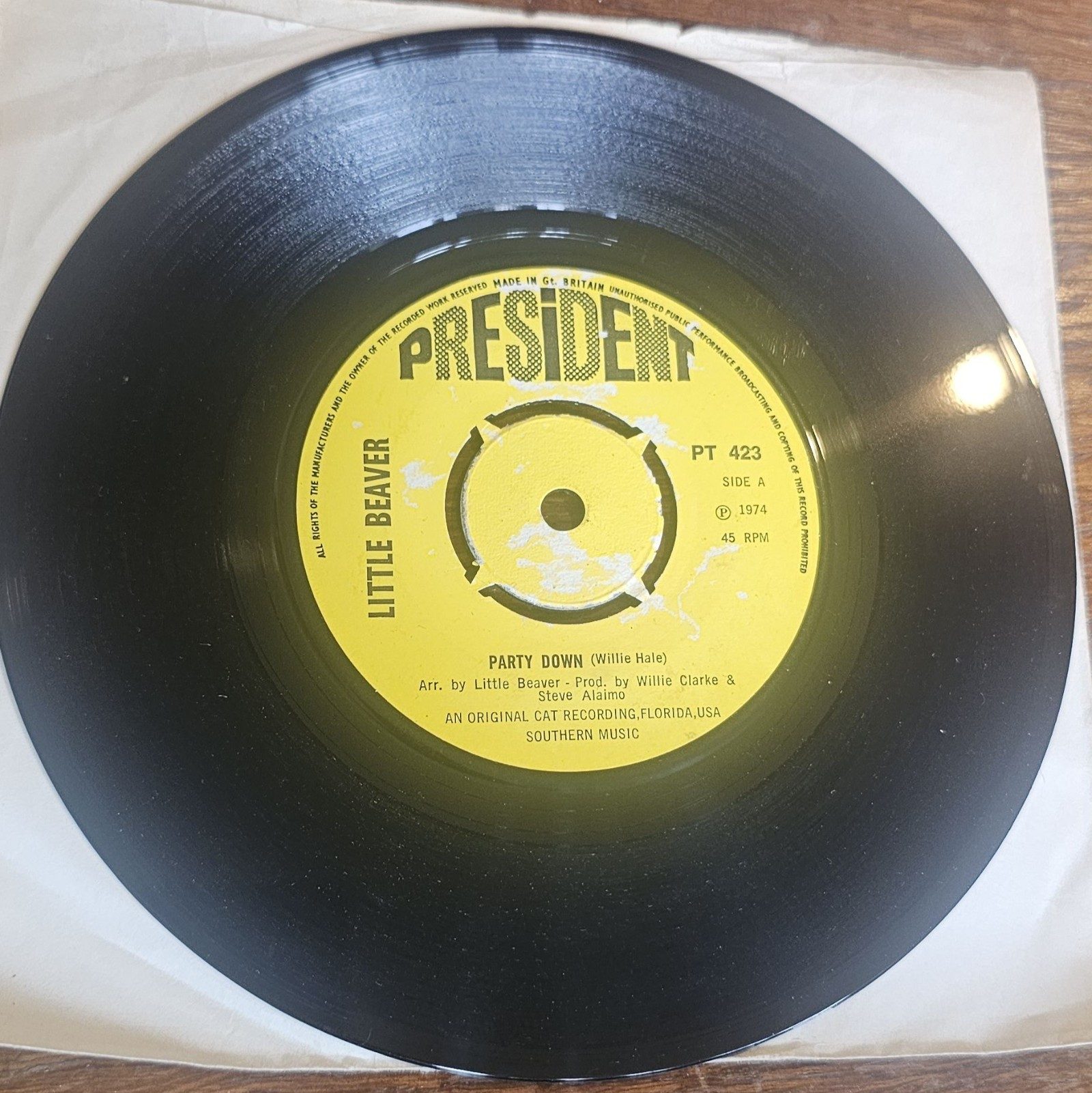Little Beaver Party Down President PT 423 7" 45 RPM Vinyl Single