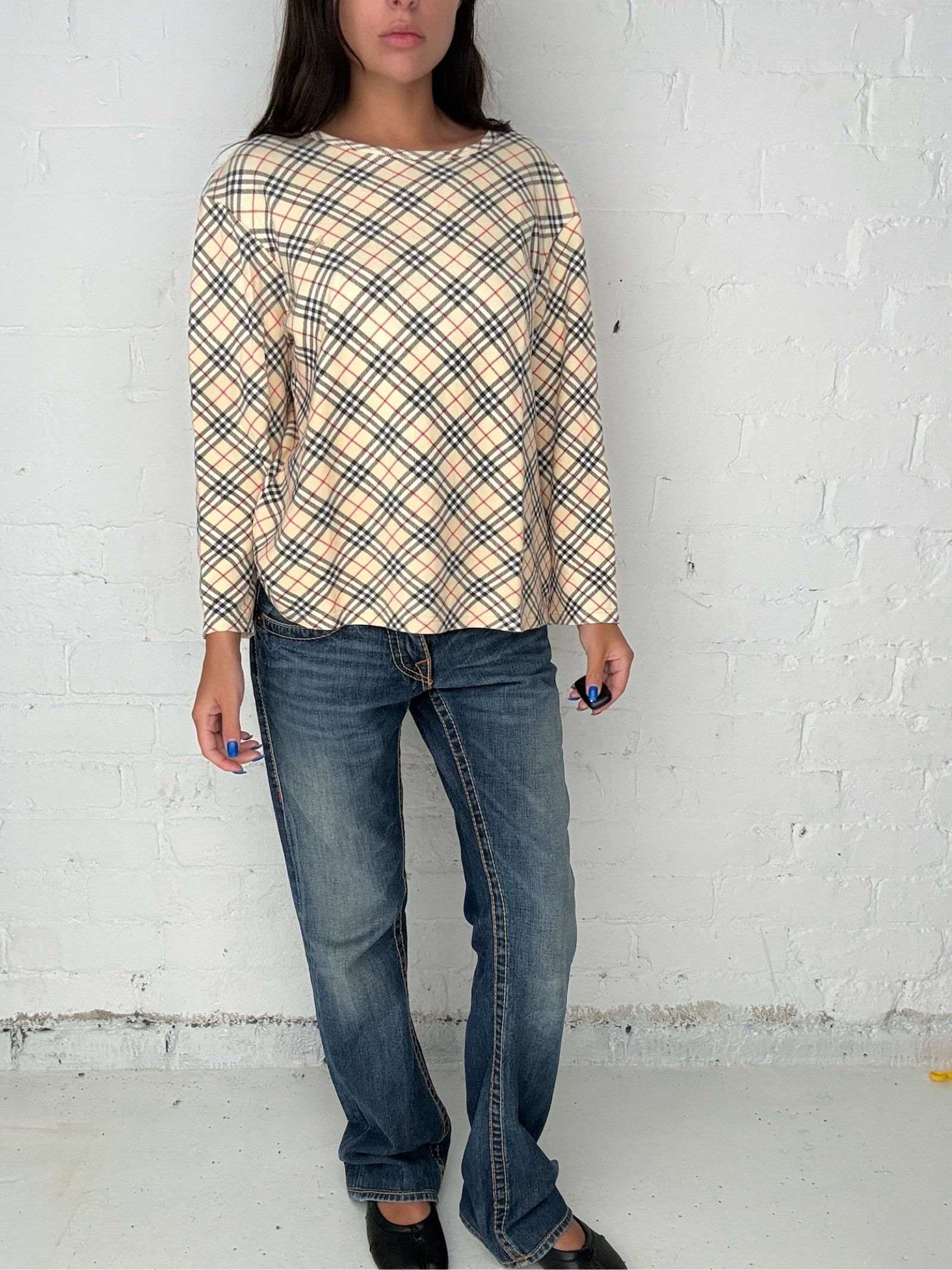 Burberry Nova Check Lightweight Beige Jumper - L