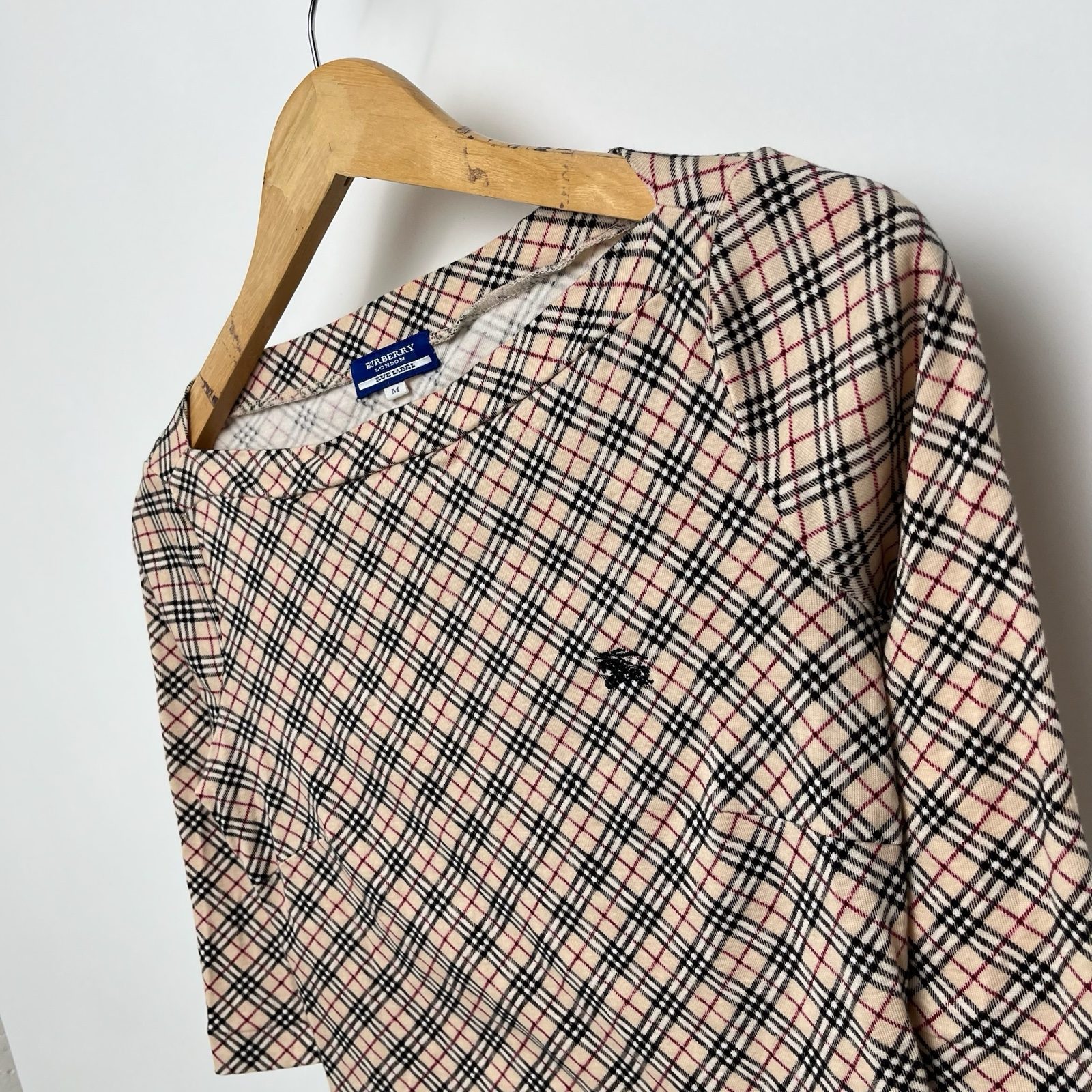 Burberry Nova Check Stretch Boat Neck 3/4 Sleeve Top - S image 4