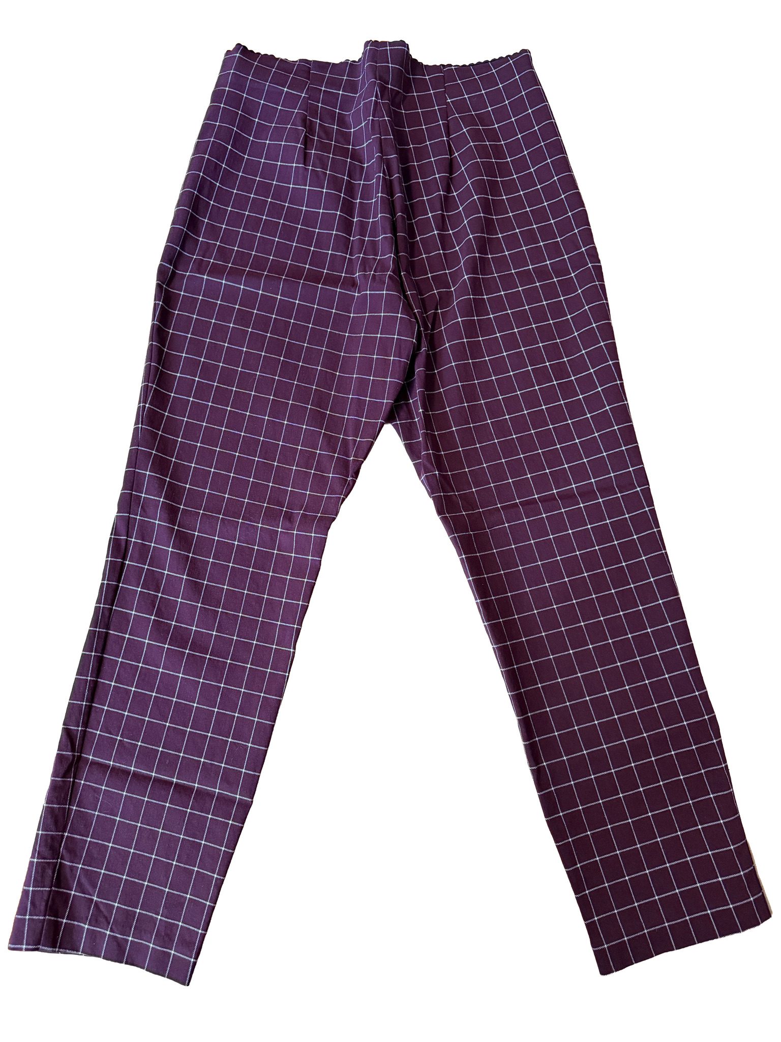 ELLE Women's Burgundy & White Skinny Ankle Pants Large image 2