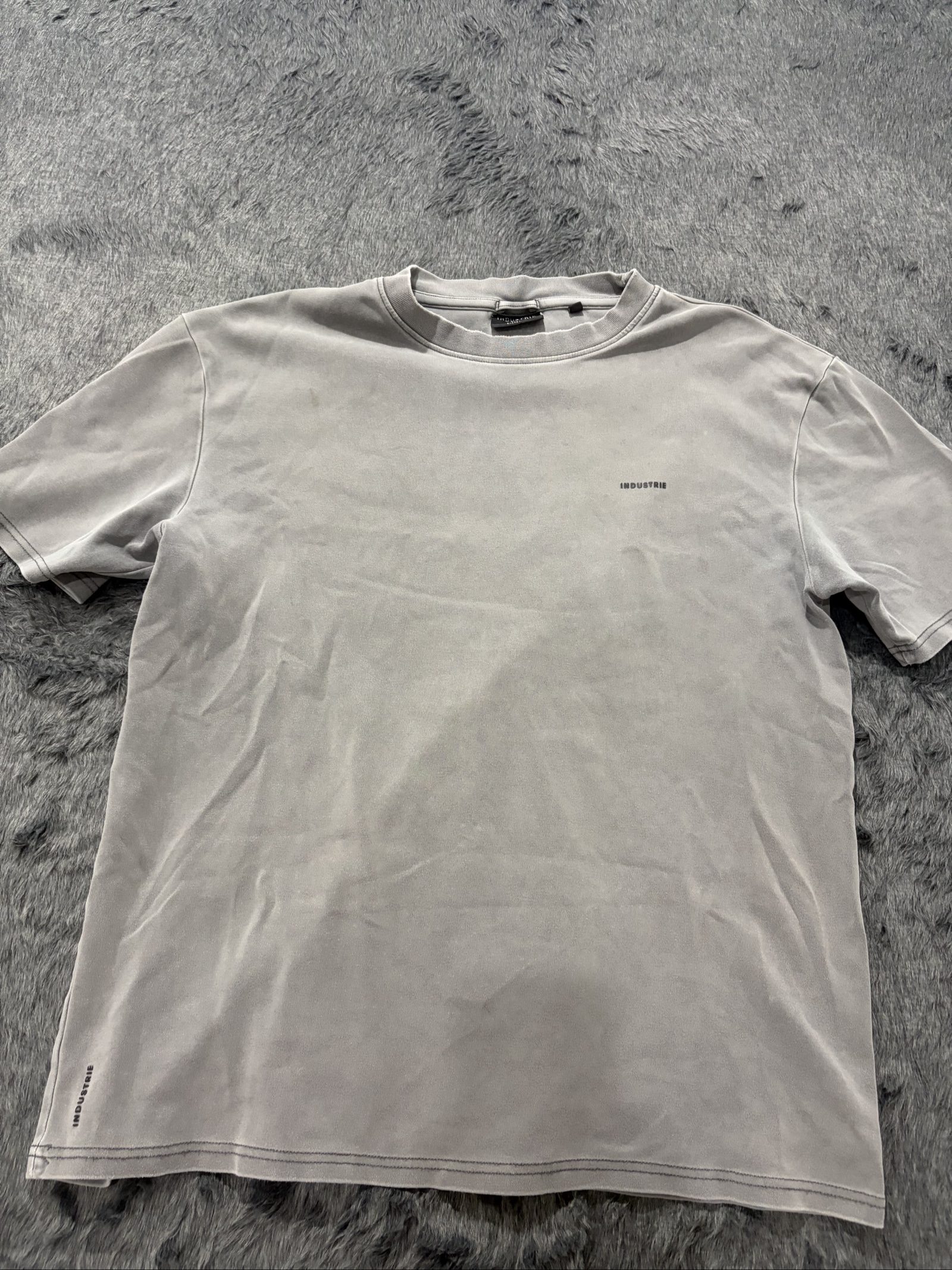 Industrie Grey Cotton T-Shirt Medium Minimal Logo