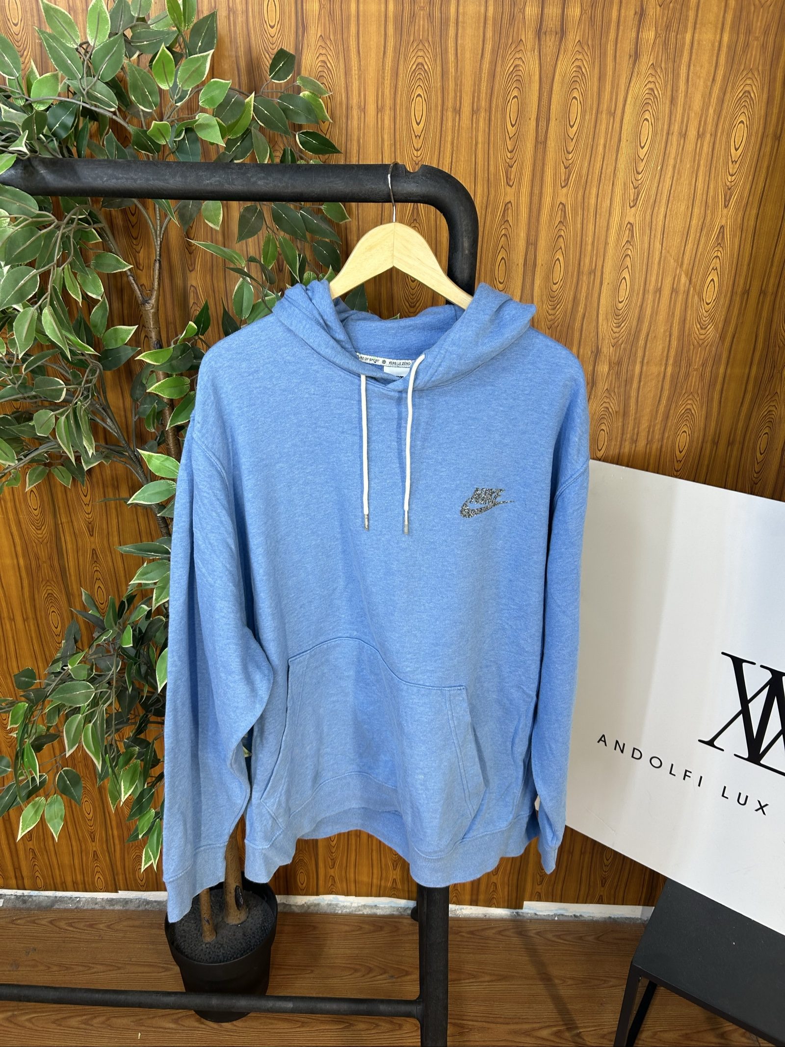 Nike Felpa con Cappuccio Blu Uomo XXL Logo Leopardato