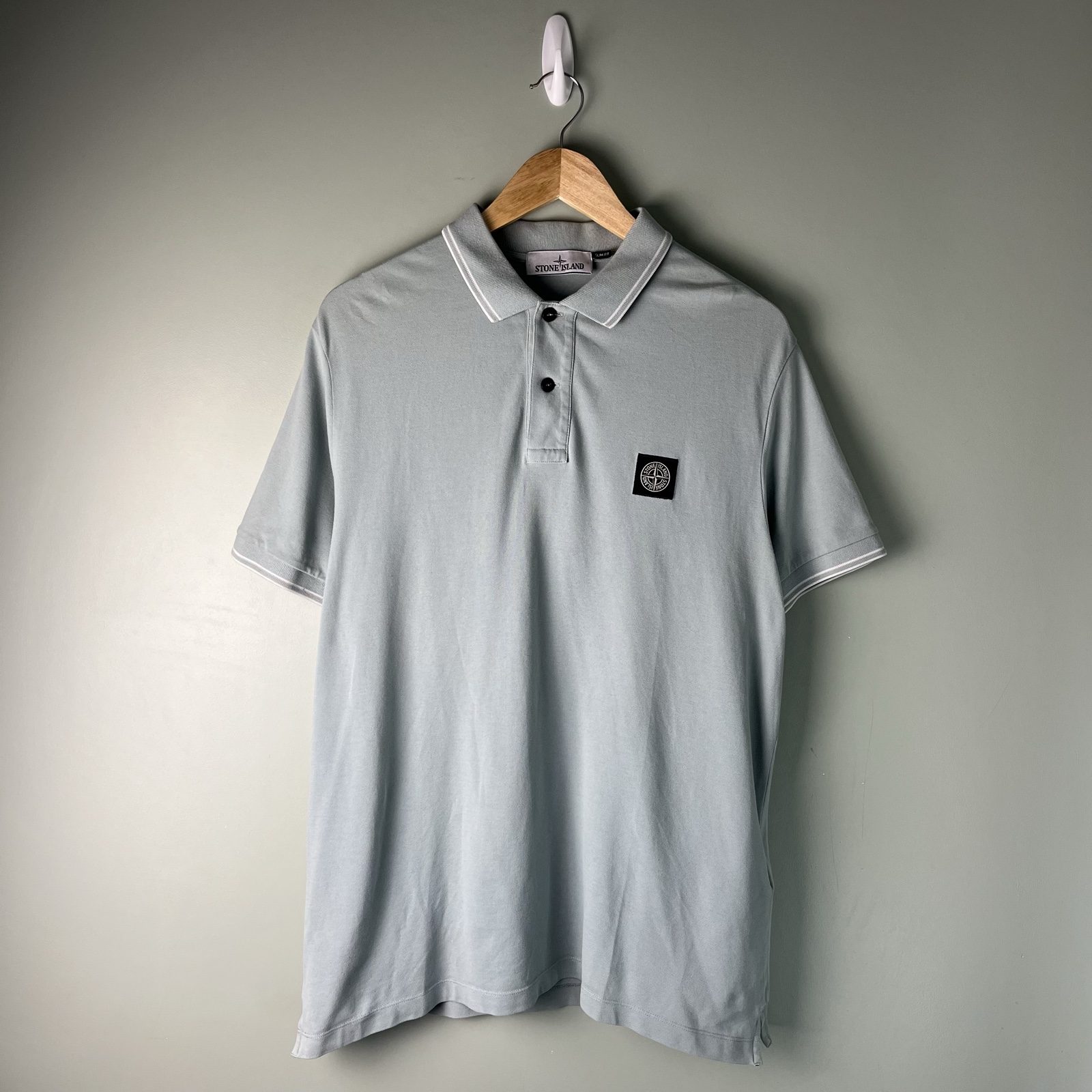 Stone Island Mens Light Blue Slim Fit Polo Shirt