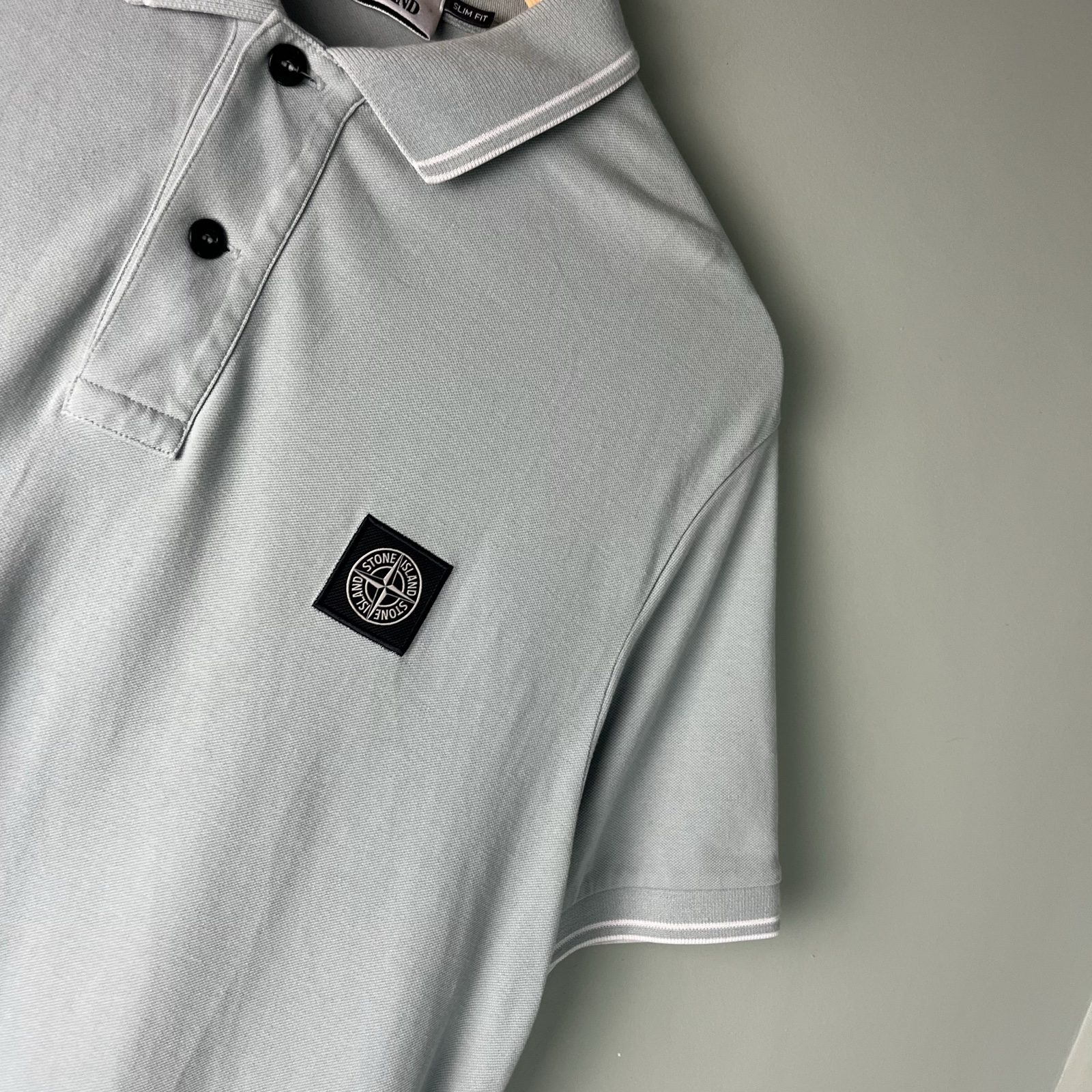 Stone Island Mens Light Blue Slim Fit Polo Shirt image 3