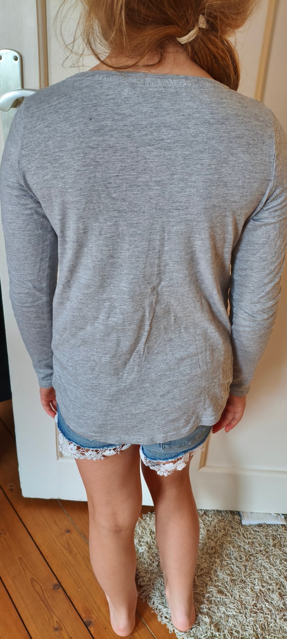 Langarmshirt Mädchen Grau Einhorn Gr. 146/152 image 2