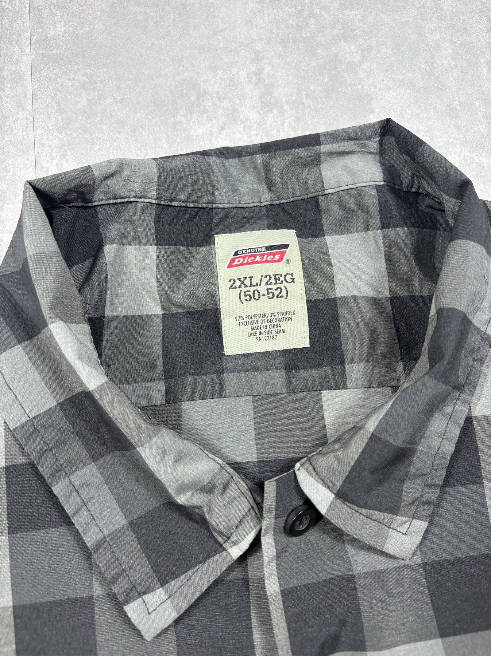 Dickies Men Black & Grey Checked Short Sleeve Shirt 2XL image 4