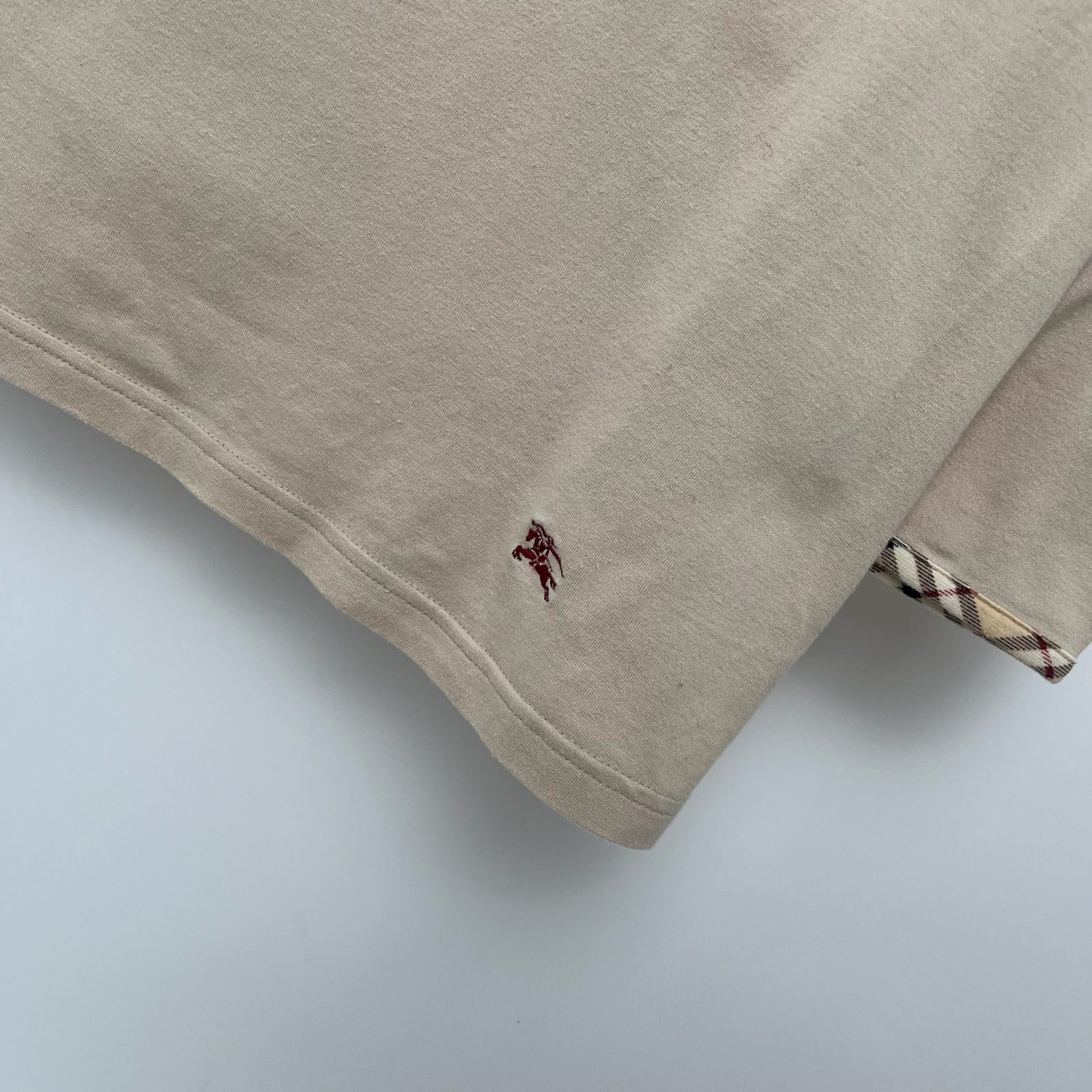 Burberry Brown Stretch Cotton Cream Boat Neck 3/4 Sleeve Top - M image 4