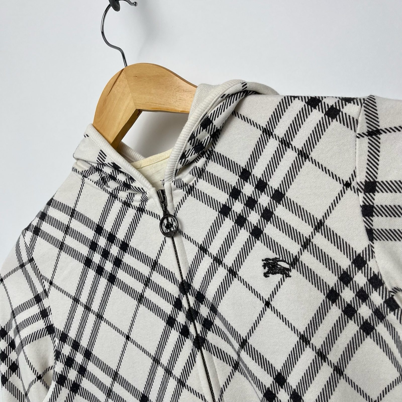 Burberry Black & White Plaid Zip Hoodie - S image 5