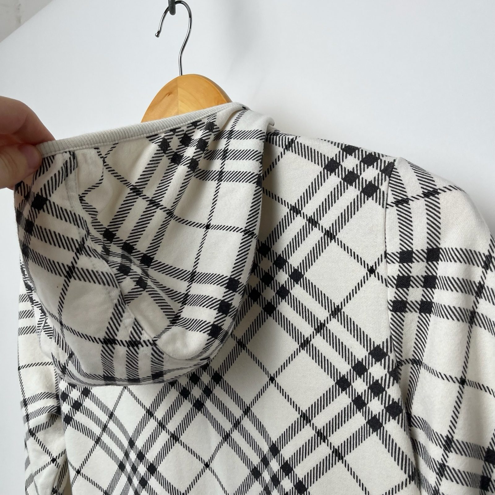 Burberry Black & White Plaid Zip Hoodie - S image 8
