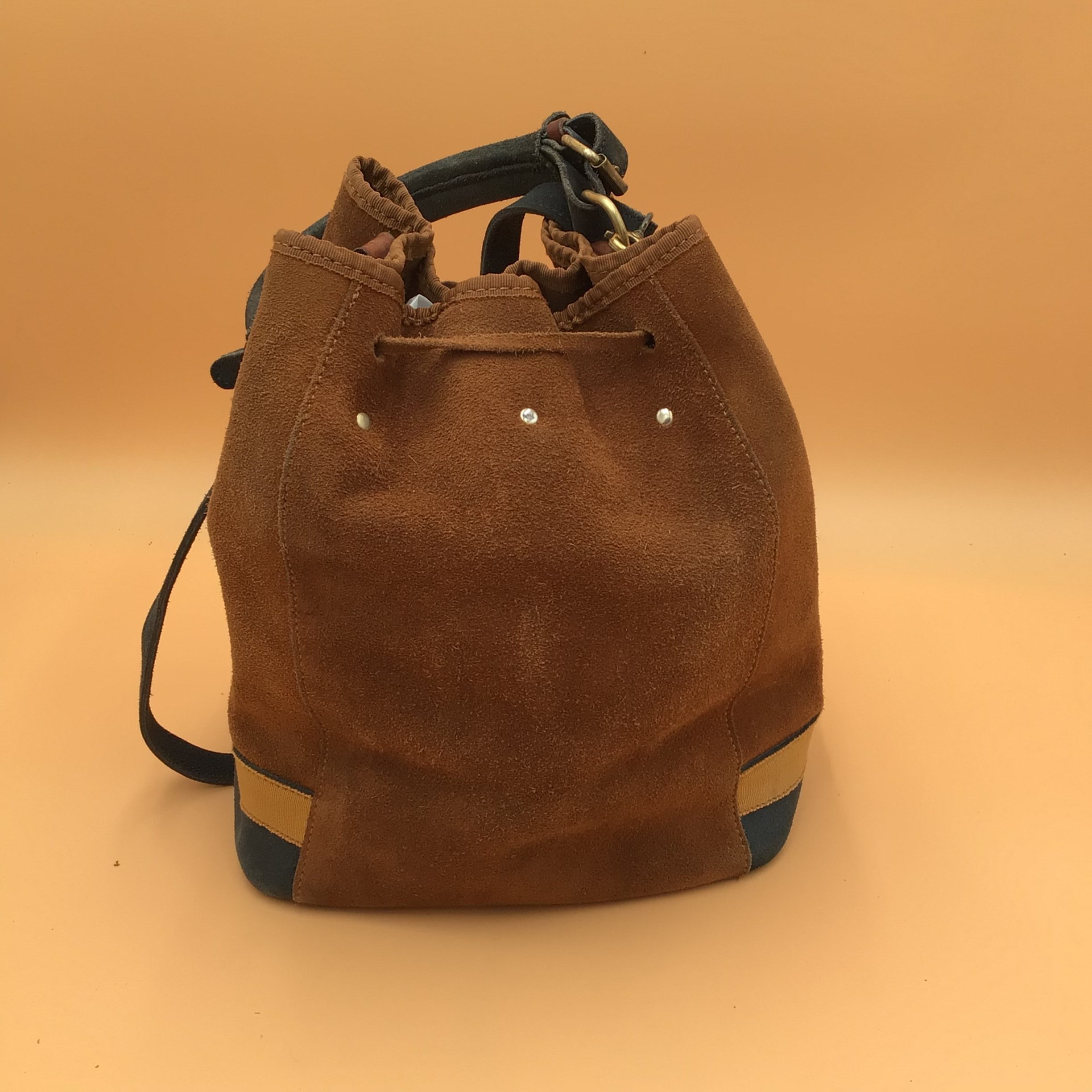 Borsa a Secchiello Vintage 1980s Henry & Martin's Marrone & Blu pelle Scamosciata image 8