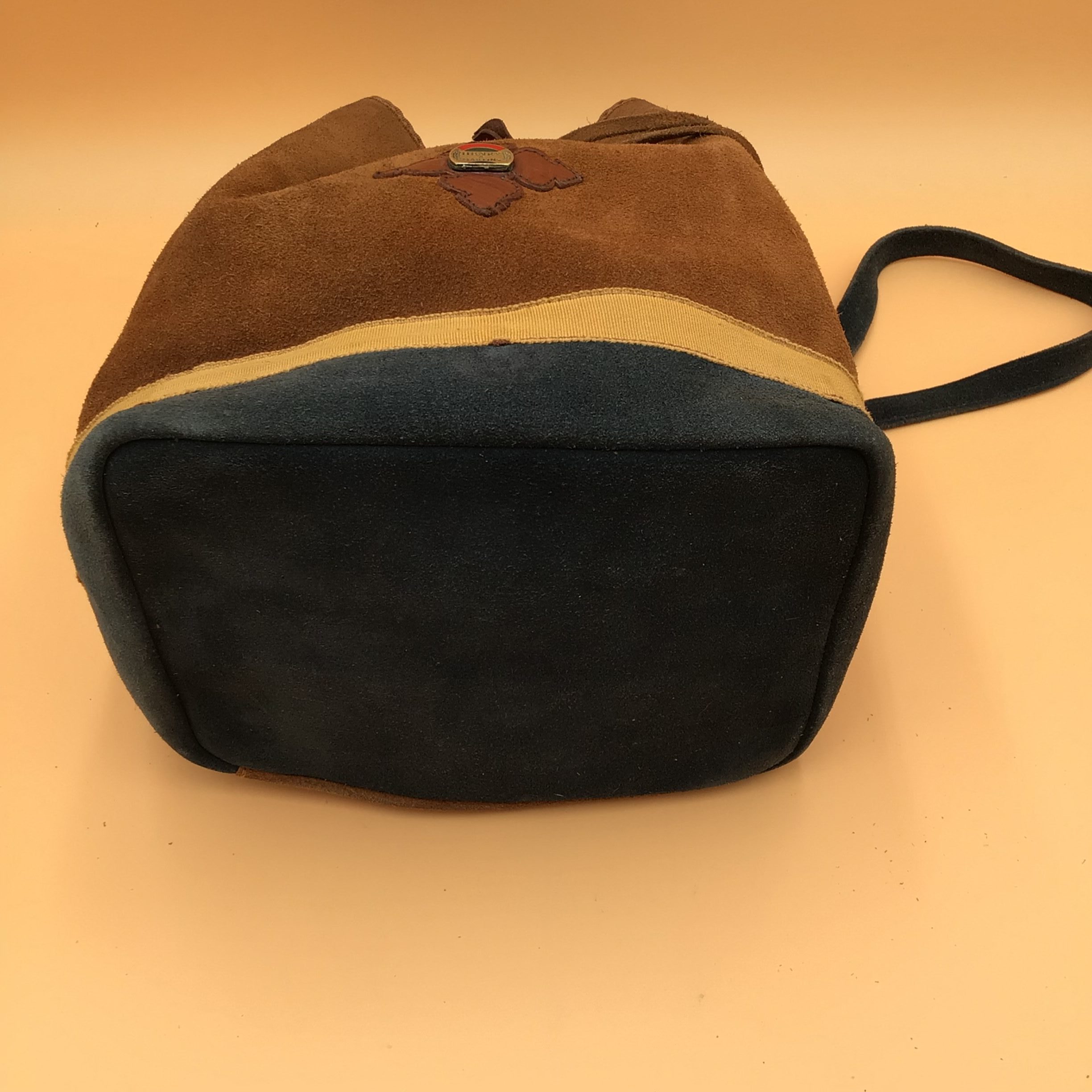 Borsa a Secchiello Vintage 1980s Henry & Martin's Marrone & Blu pelle Scamosciata image 9