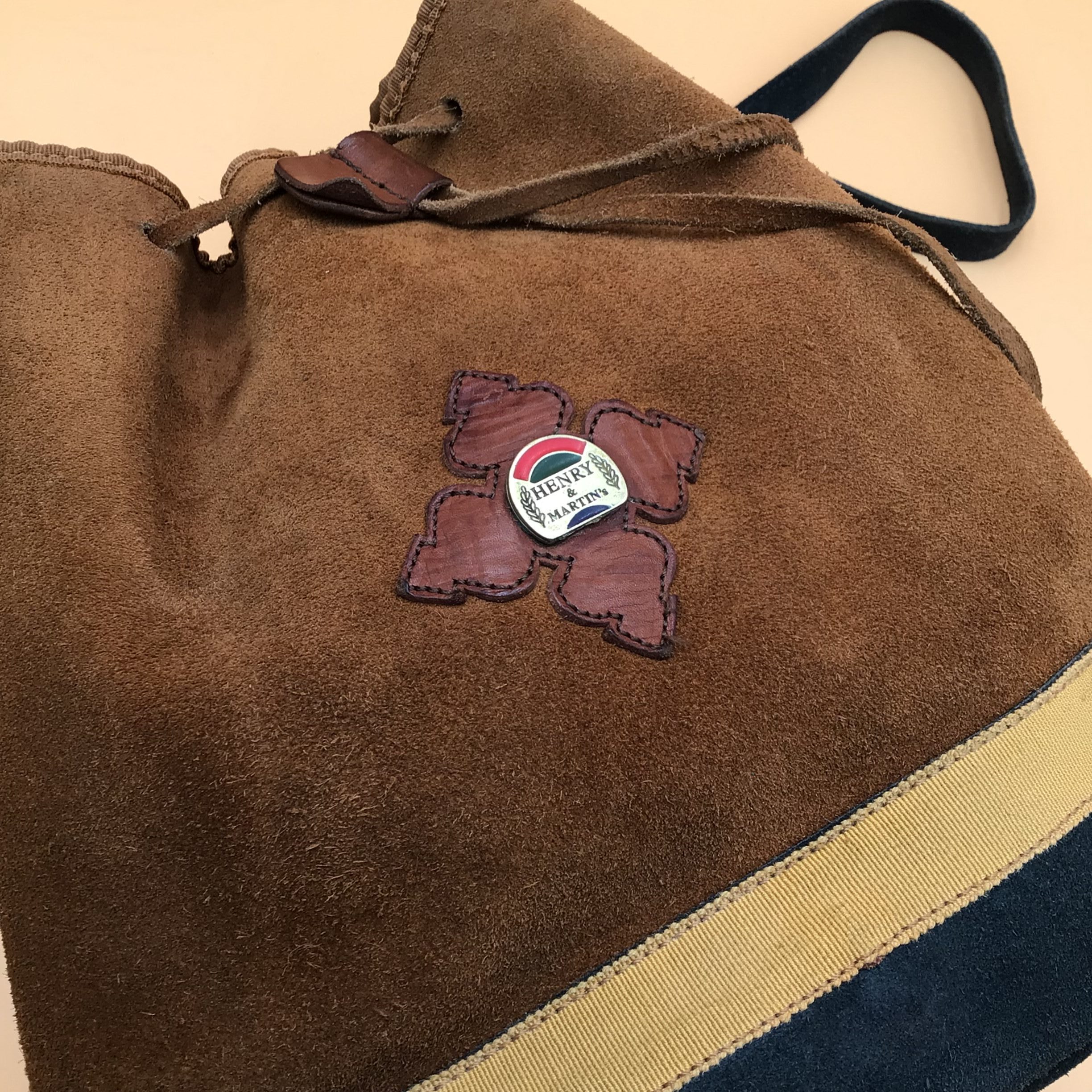 Borsa a Secchiello Vintage 1980s Henry & Martin's Marrone & Blu pelle Scamosciata image 10